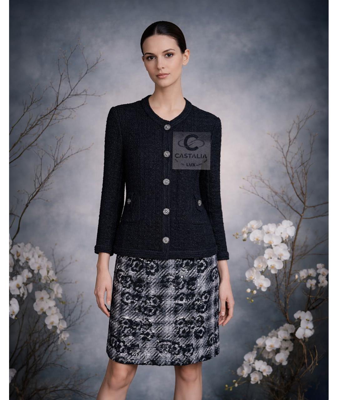 CHANEL Черный твидовый жакет/пиджак, фото 5