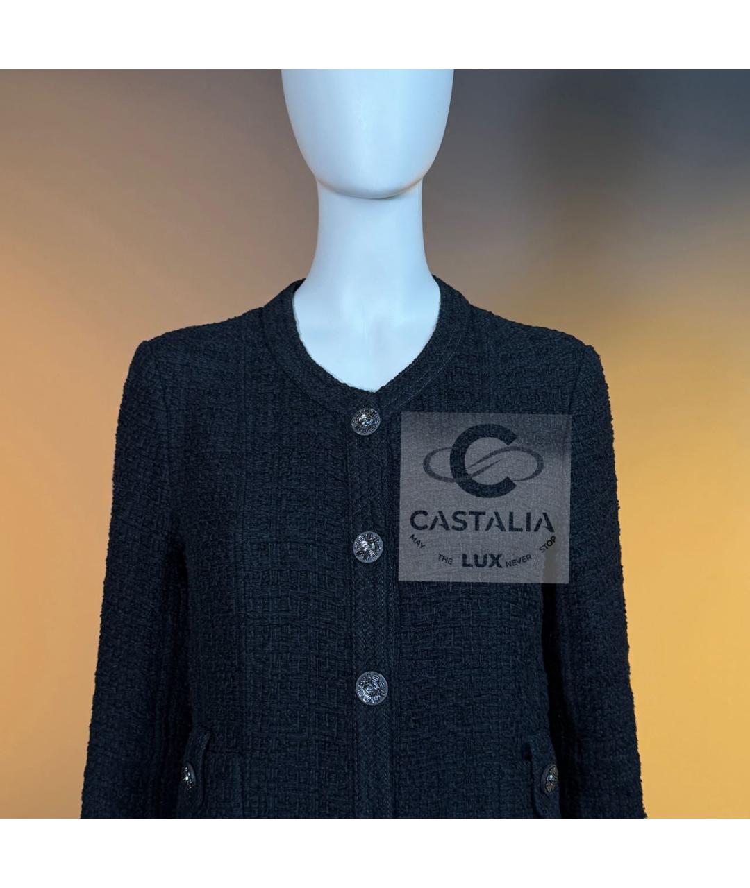 CHANEL Черный твидовый жакет/пиджак, фото 7