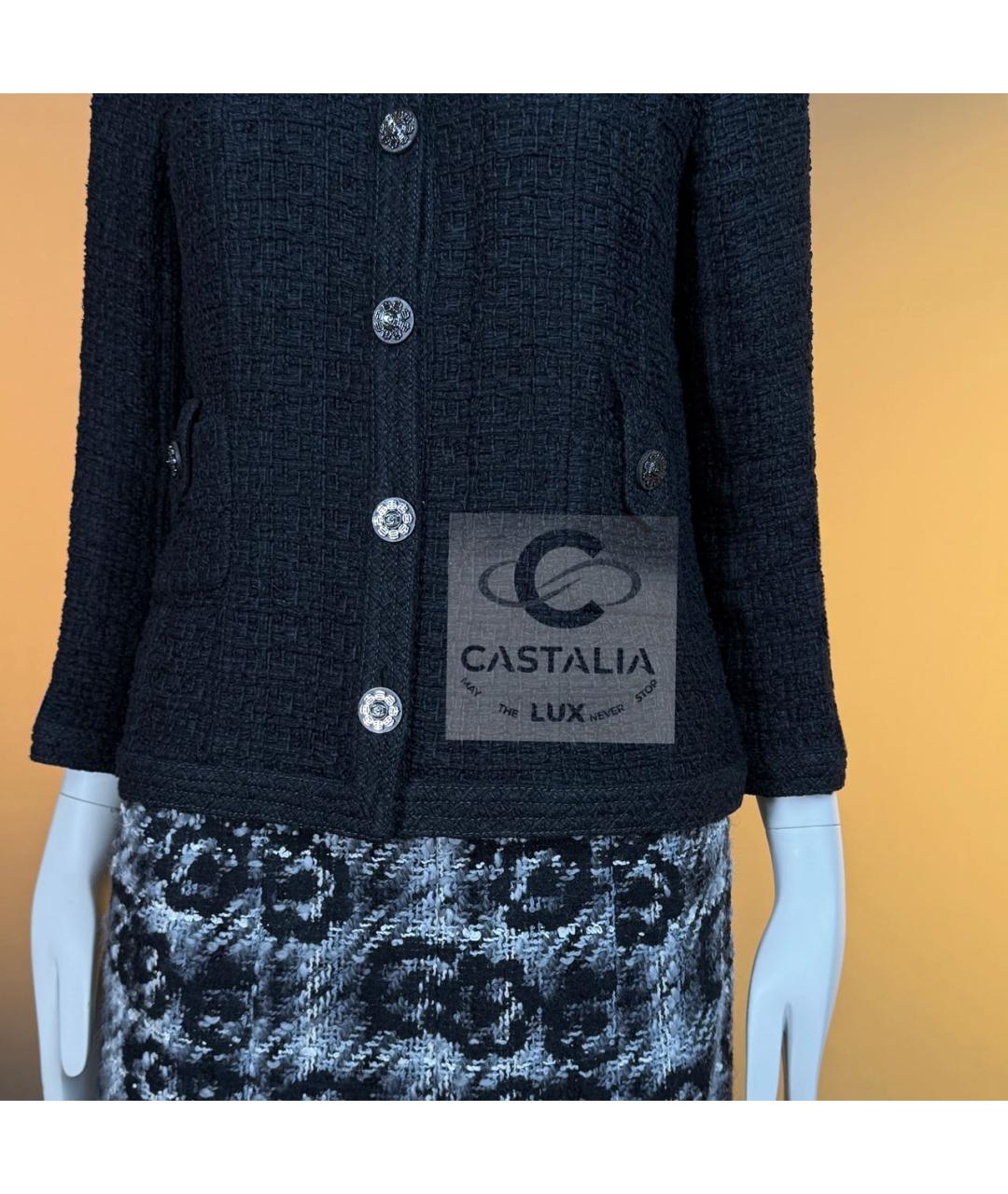 CHANEL Черный твидовый жакет/пиджак, фото 8