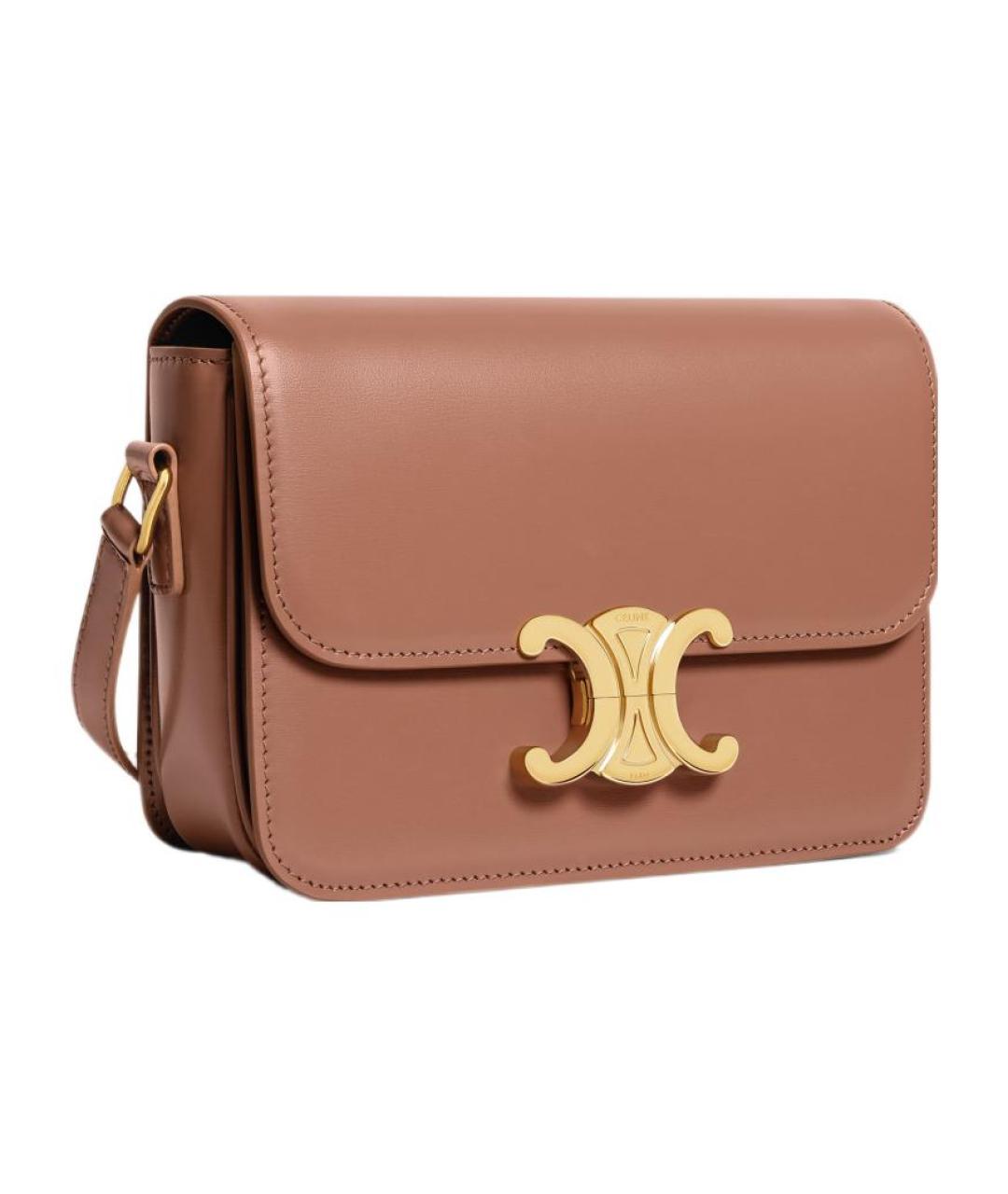 CELINE Коричневая кожаная сумка через плечо, фото 3