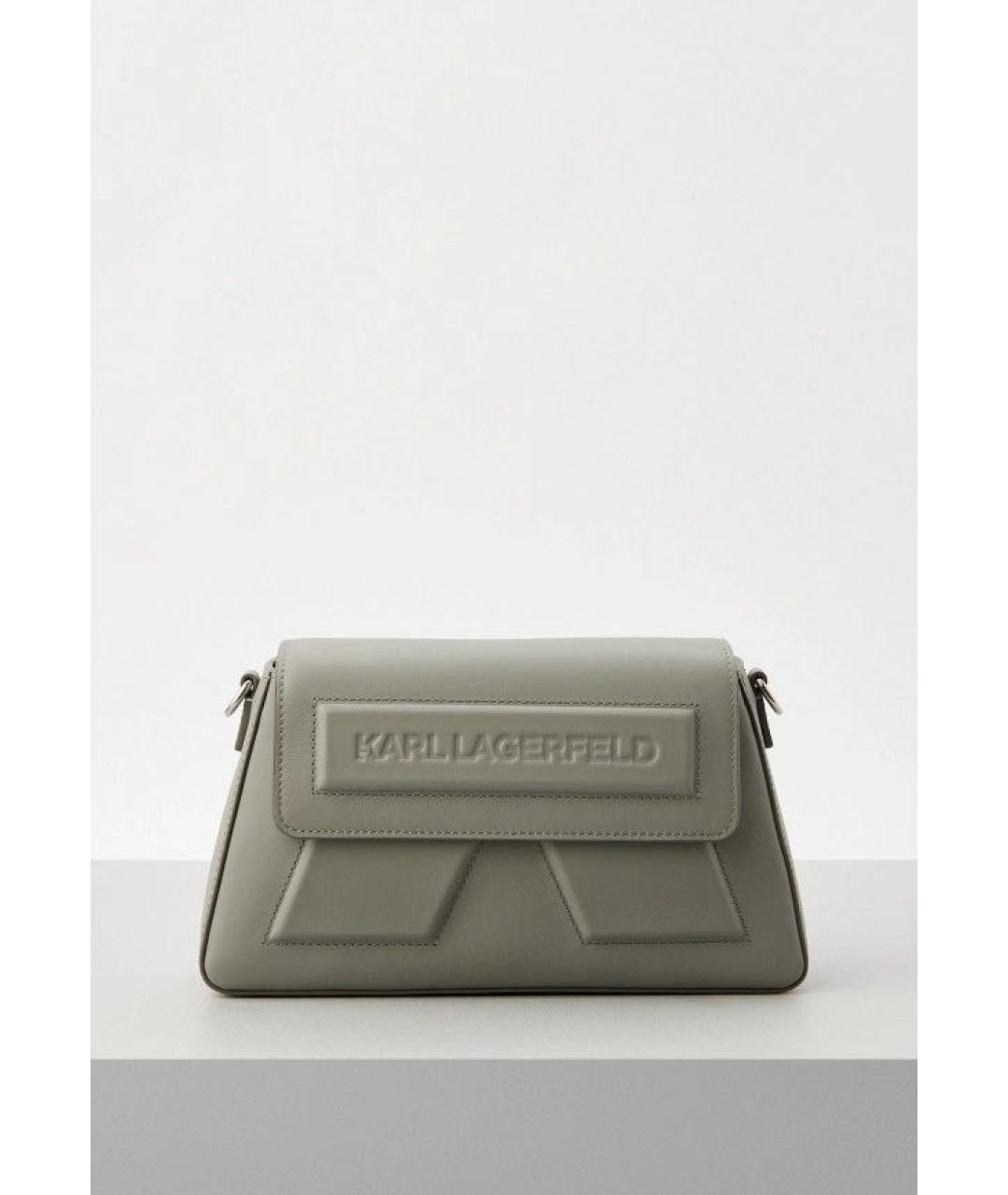 KARL LAGERFELD Серая кожаная сумка через плечо, фото 4
