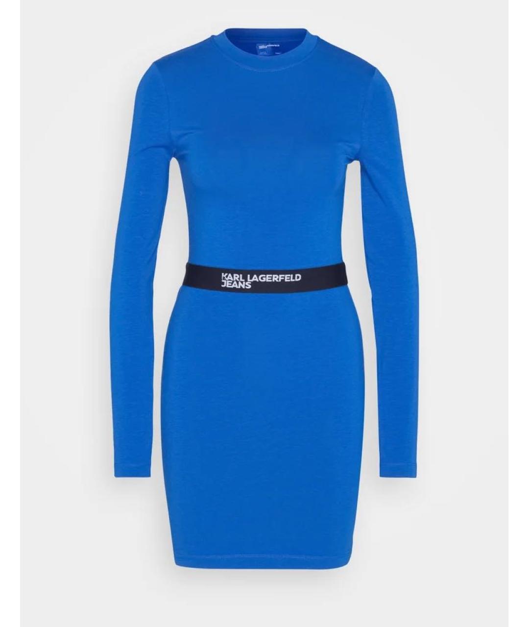 KARL LAGERFELD Синее хлопко-эластановое повседневное платье, фото 5