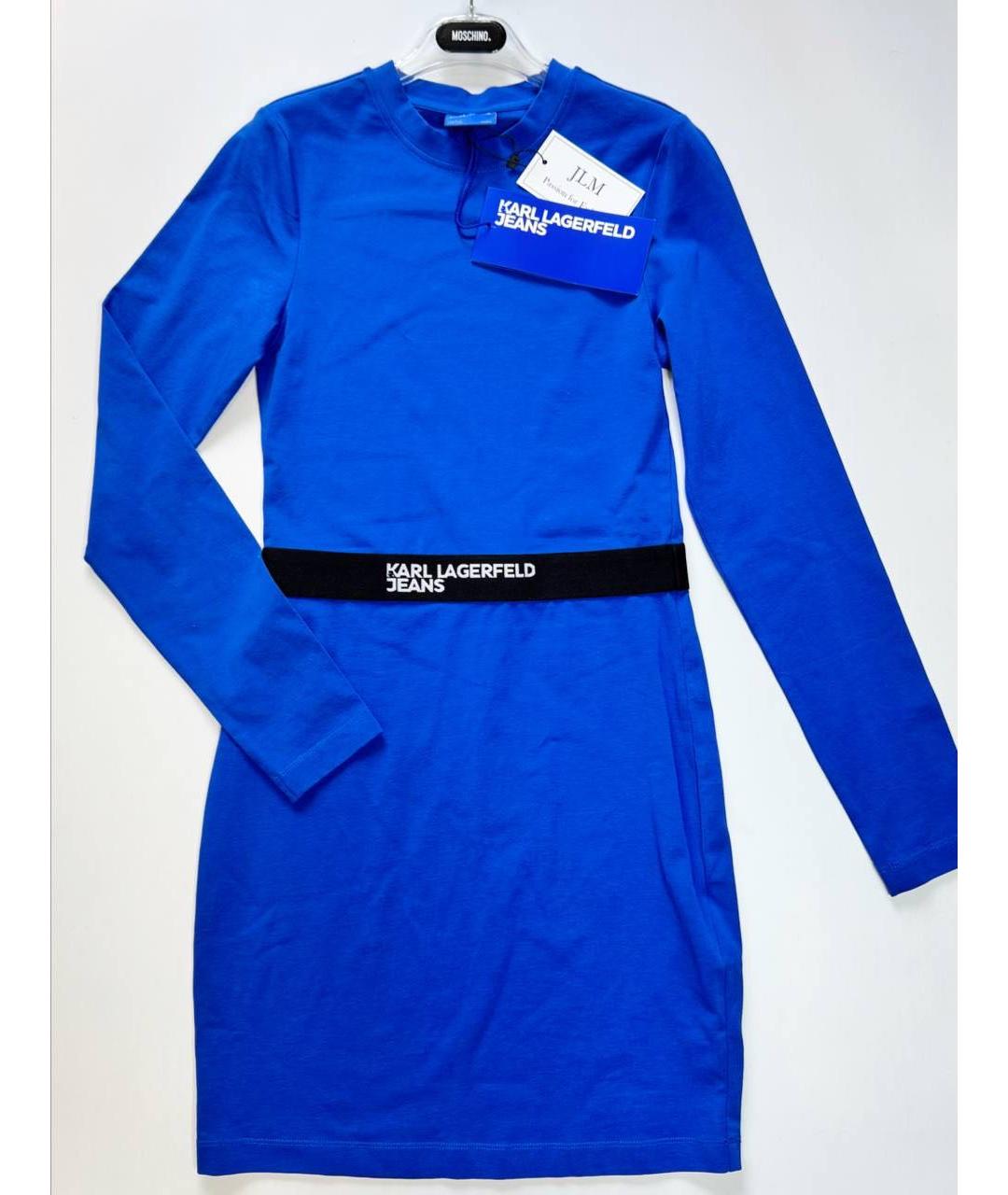 KARL LAGERFELD Синее хлопко-эластановое повседневное платье, фото 3