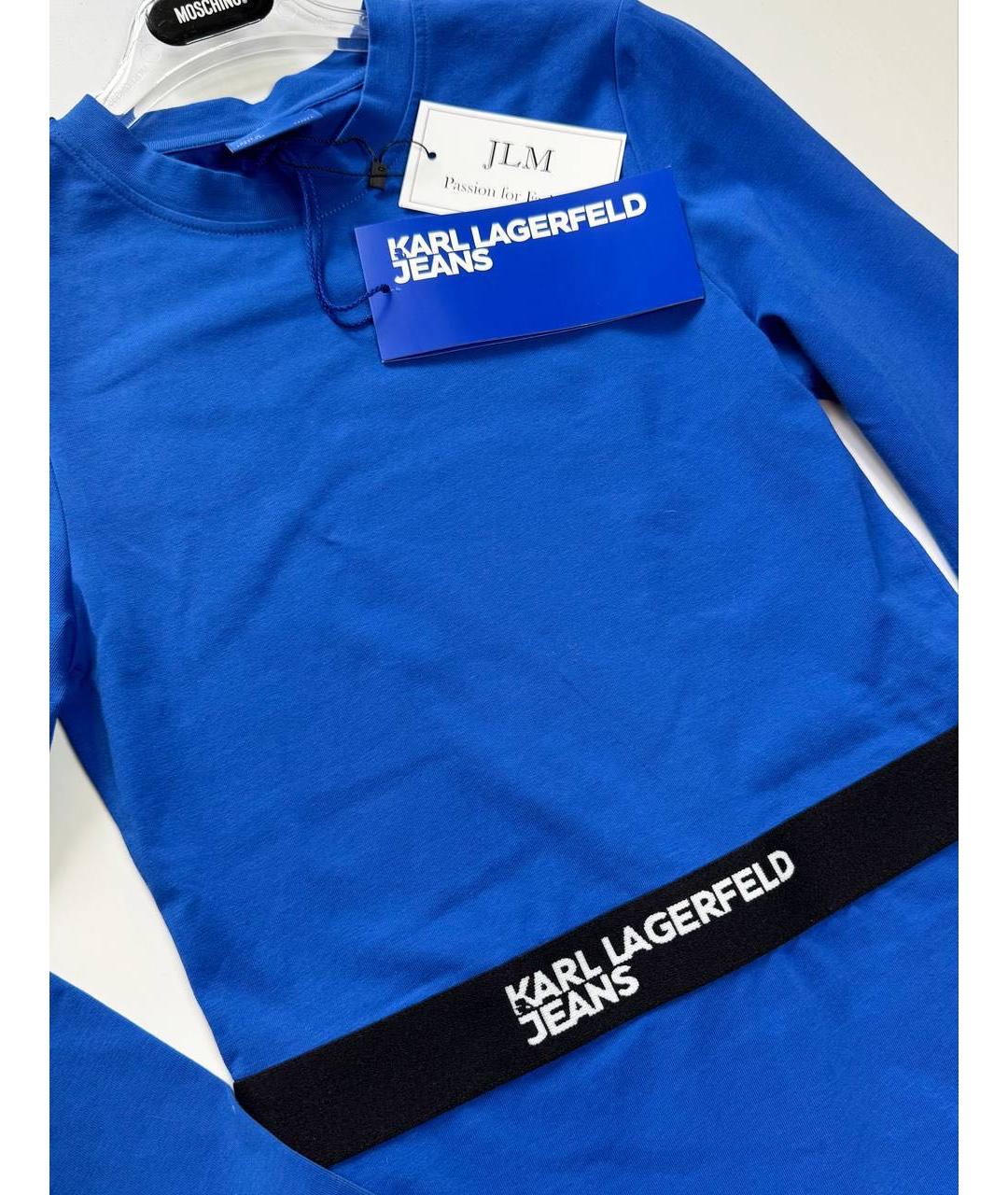 KARL LAGERFELD Синее хлопко-эластановое повседневное платье, фото 4