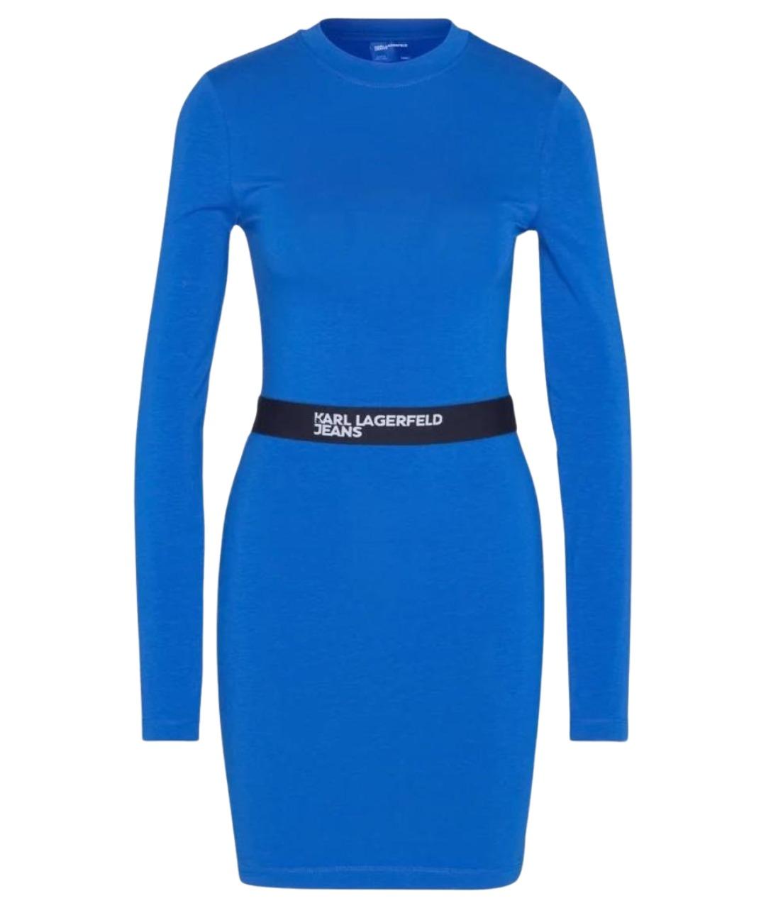 KARL LAGERFELD Синее хлопко-эластановое повседневное платье, фото 1