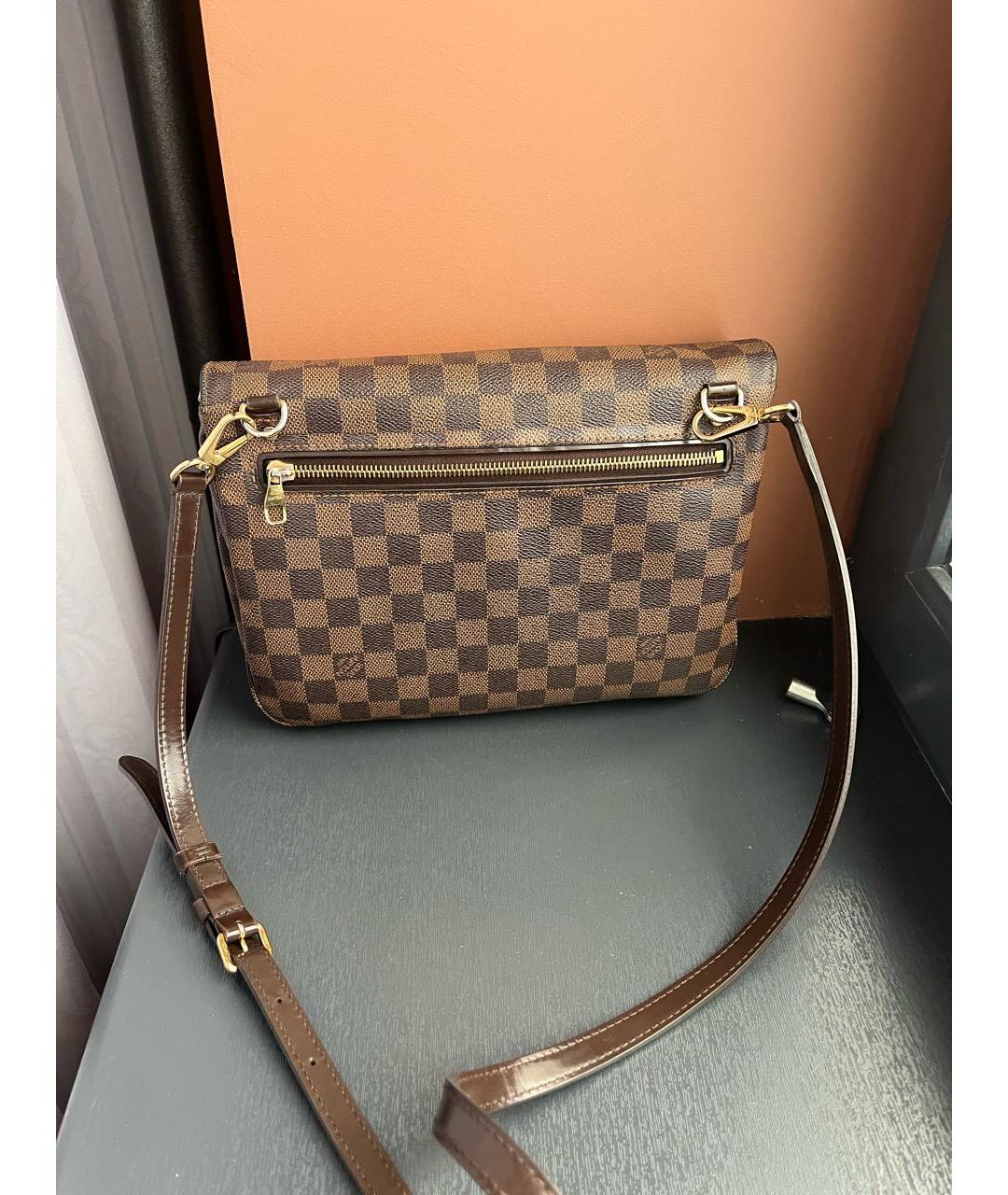 LOUIS VUITTON Коричневая кожаная сумка через плечо, фото 4