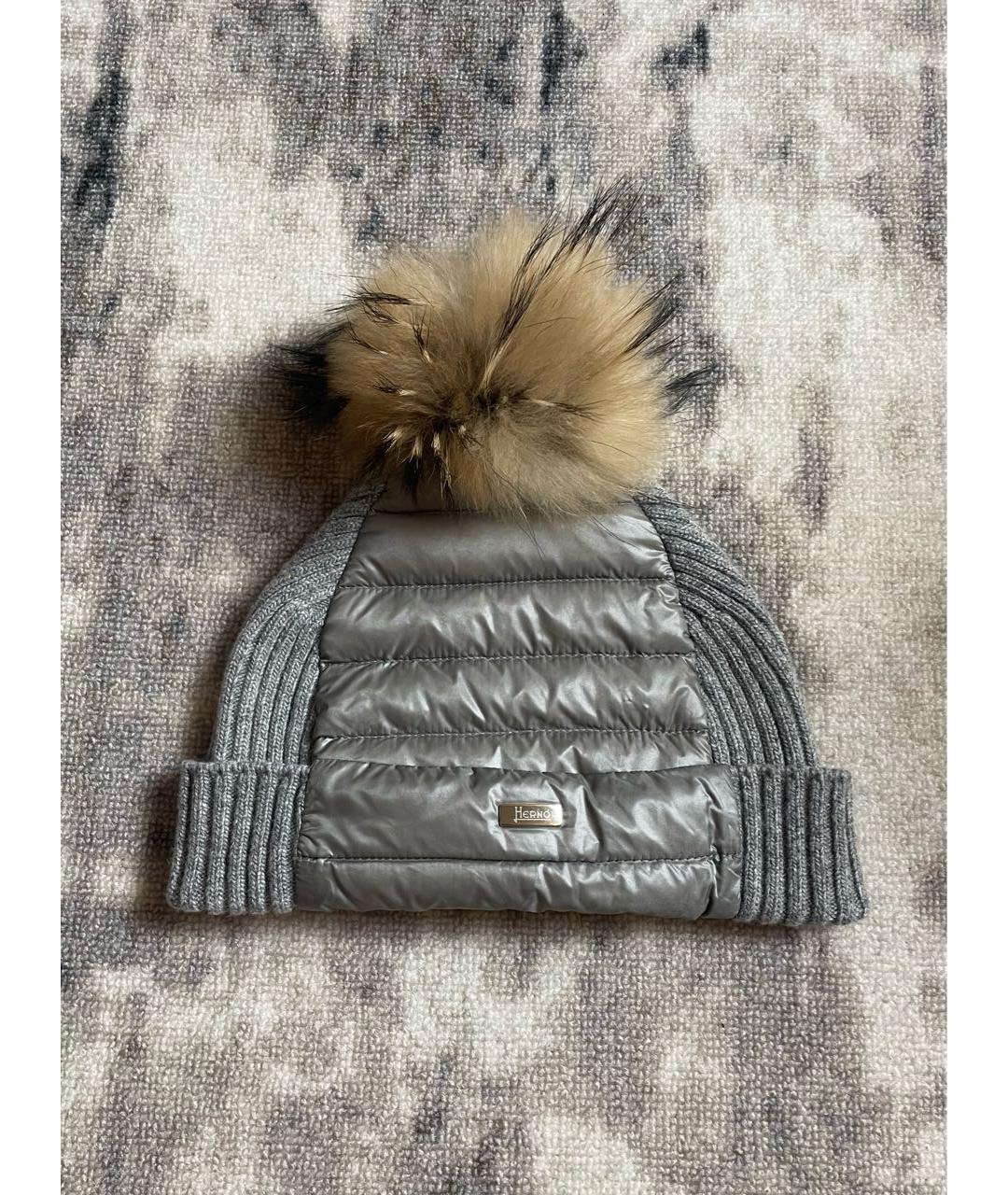 HERNO Серая шерстяная шапка, фото 5
