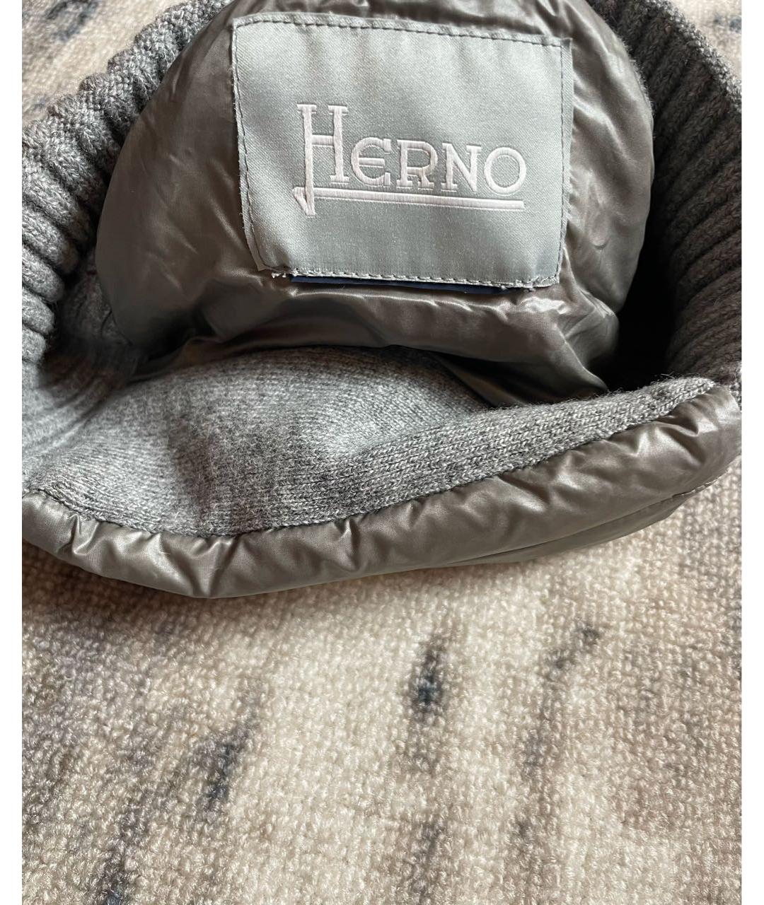 HERNO Серая шерстяная шапка, фото 4