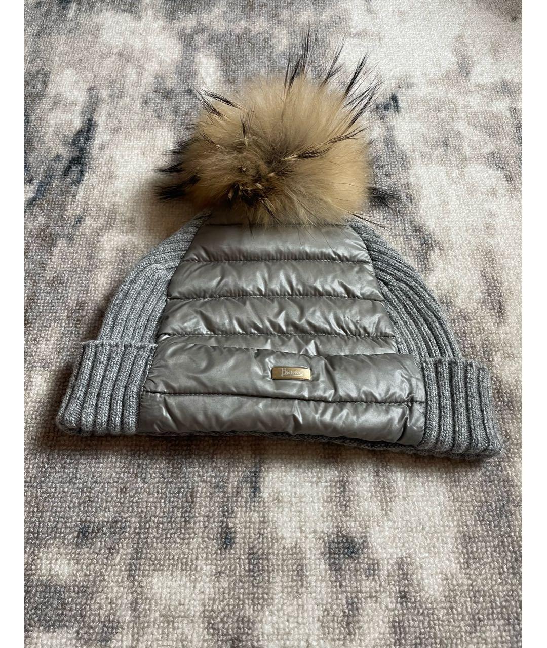 HERNO Серая шерстяная шапка, фото 2