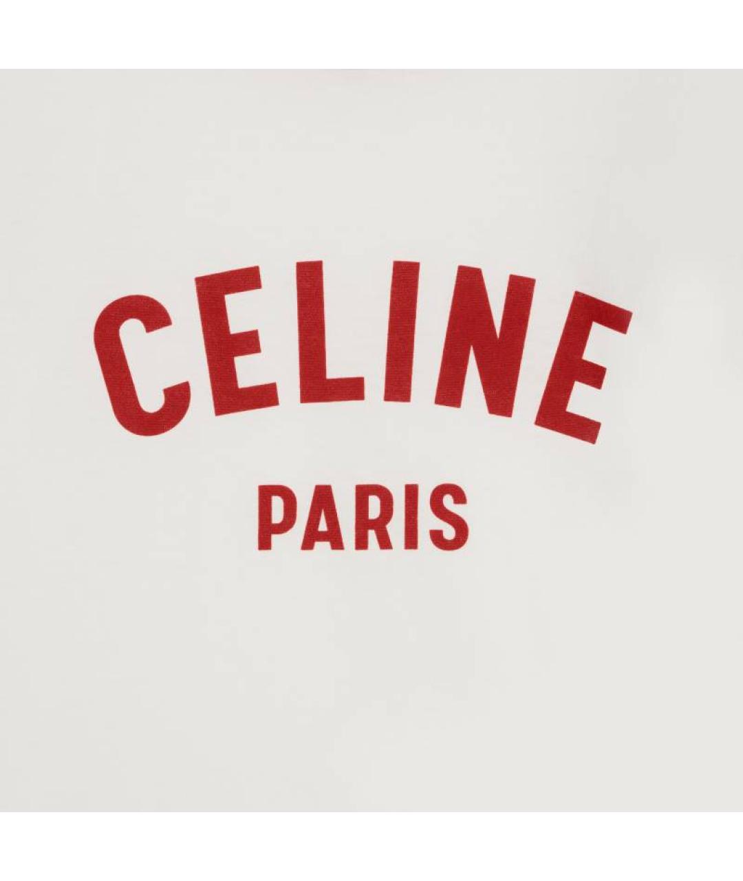CELINE Белая хлопковая футболка, фото 4