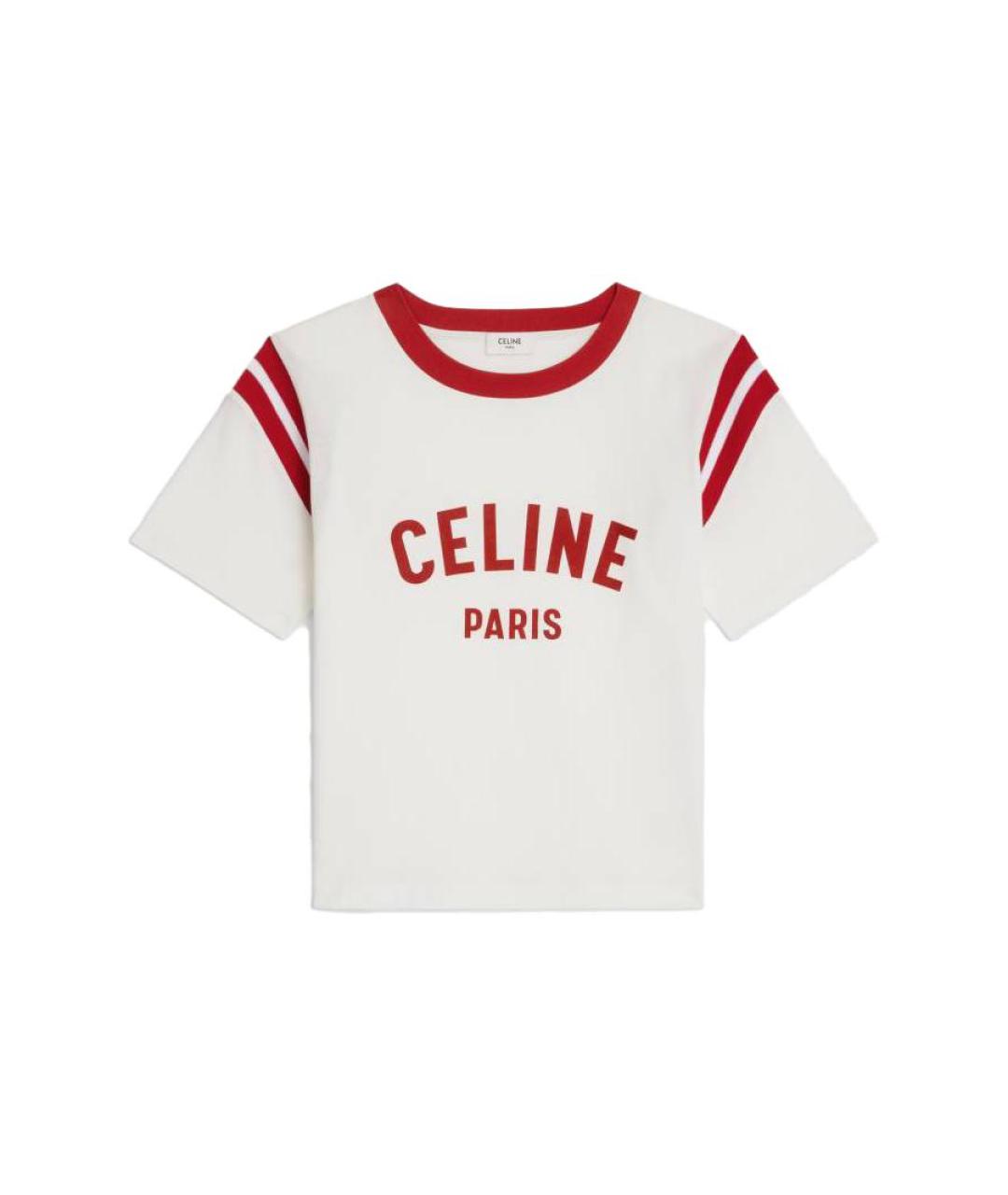 CELINE Белая хлопковая футболка, фото 1