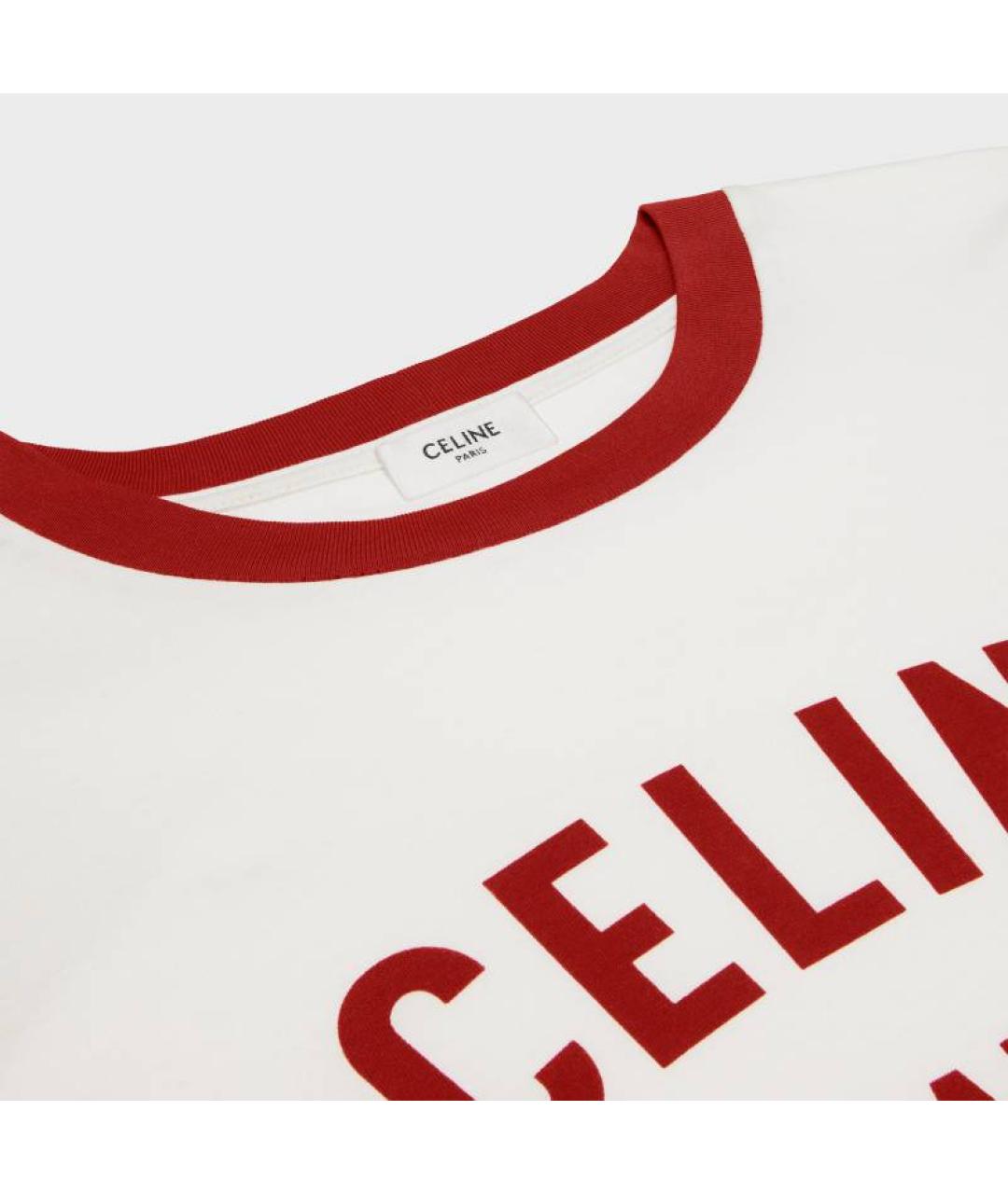 CELINE Белая хлопковая футболка, фото 3