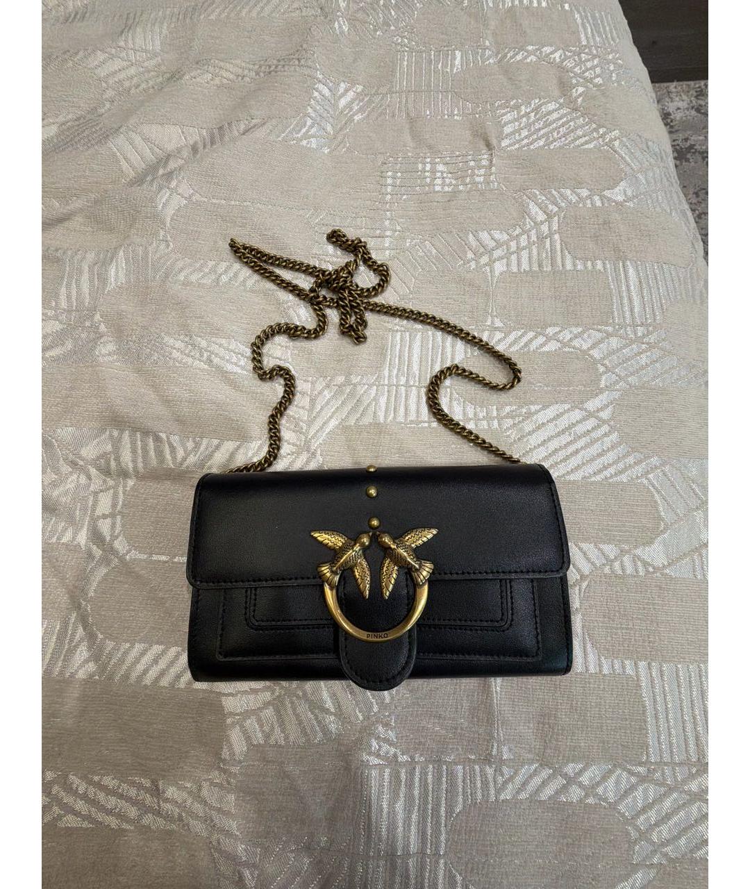 PINKO Черная кожаная сумка через плечо, фото 5