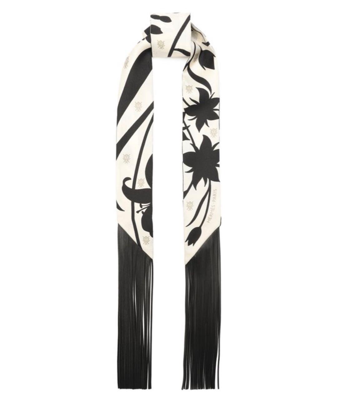 HERMES Черный шелковый платок, фото 2