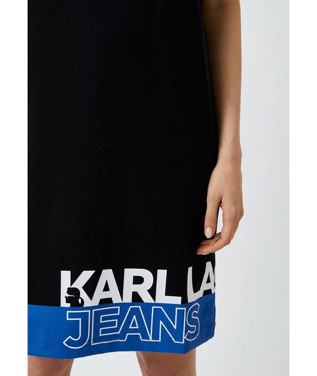 KARL LAGERFELD Черное хлопковое повседневное платье, фото 4