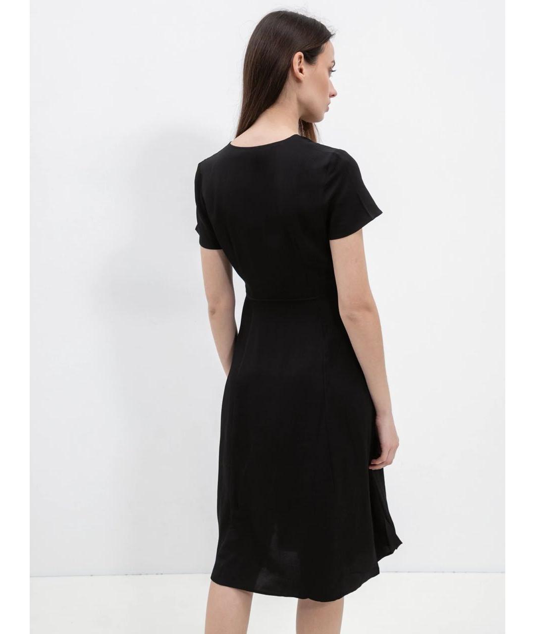 CALVIN KLEIN Черное вискозное повседневное платье, фото 4