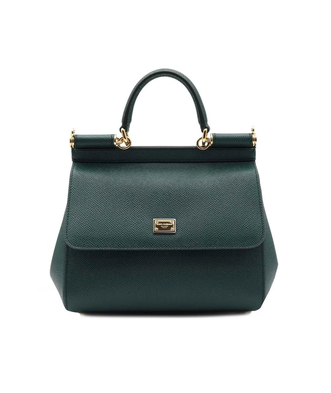 DOLCE&GABBANA Зеленая кожаная сумка с короткими ручками, фото 4