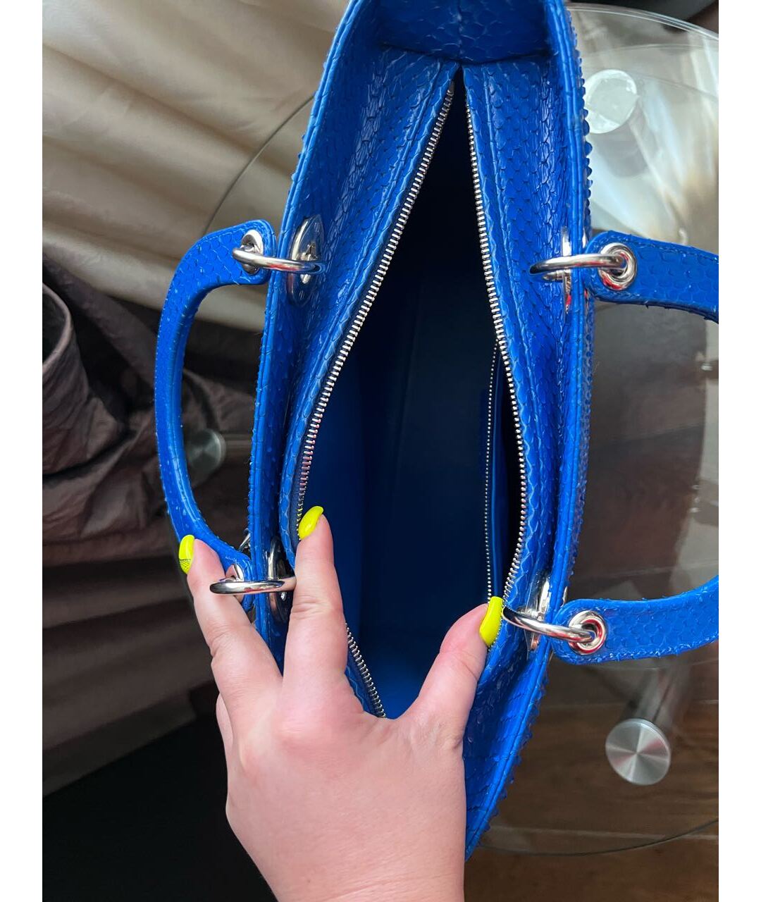 CHRISTIAN DIOR PRE-OWNED Синяя сумка тоут из экзотической кожи, фото 4