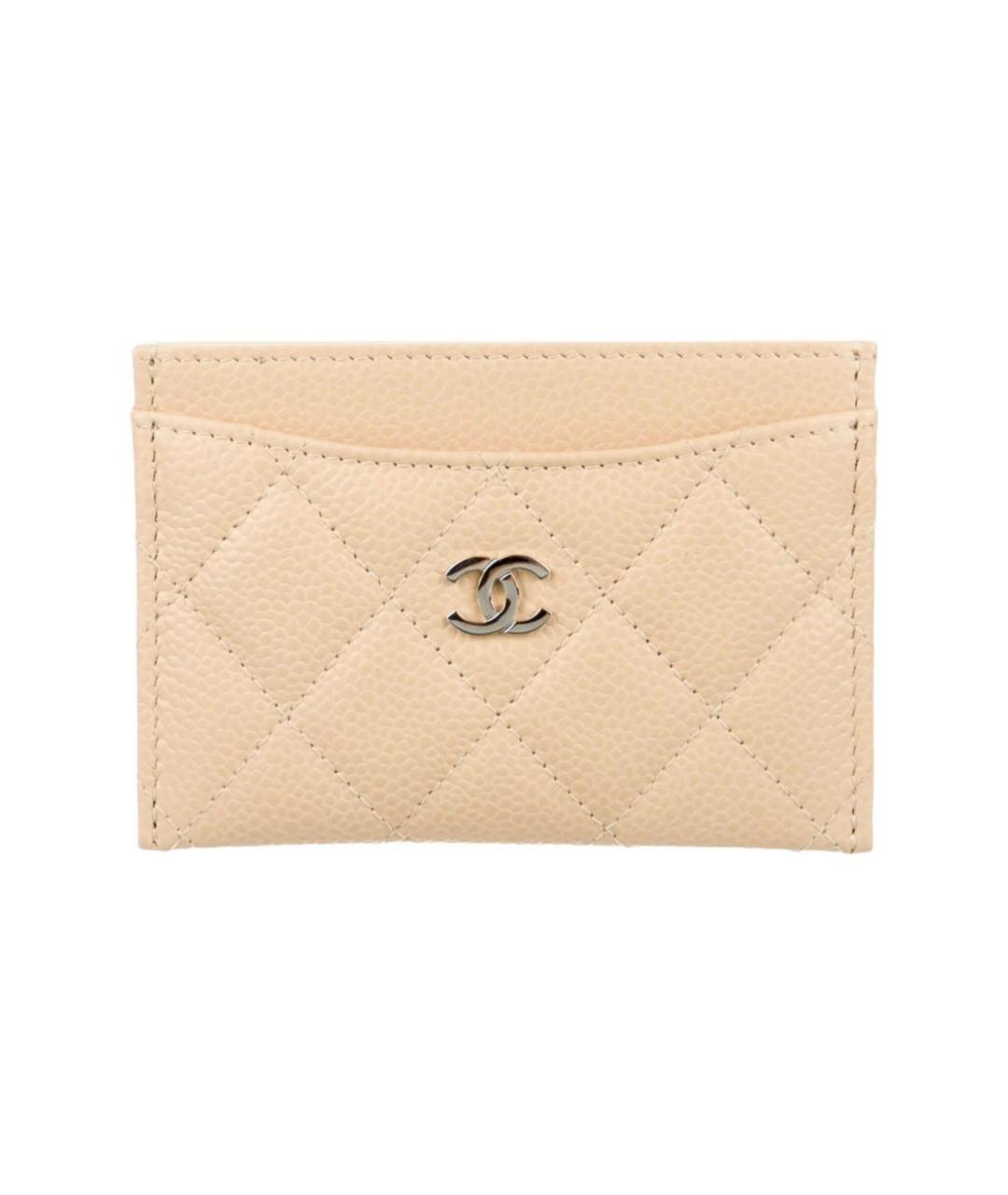 CHANEL Бежевый кожаный кардхолдер, фото 1