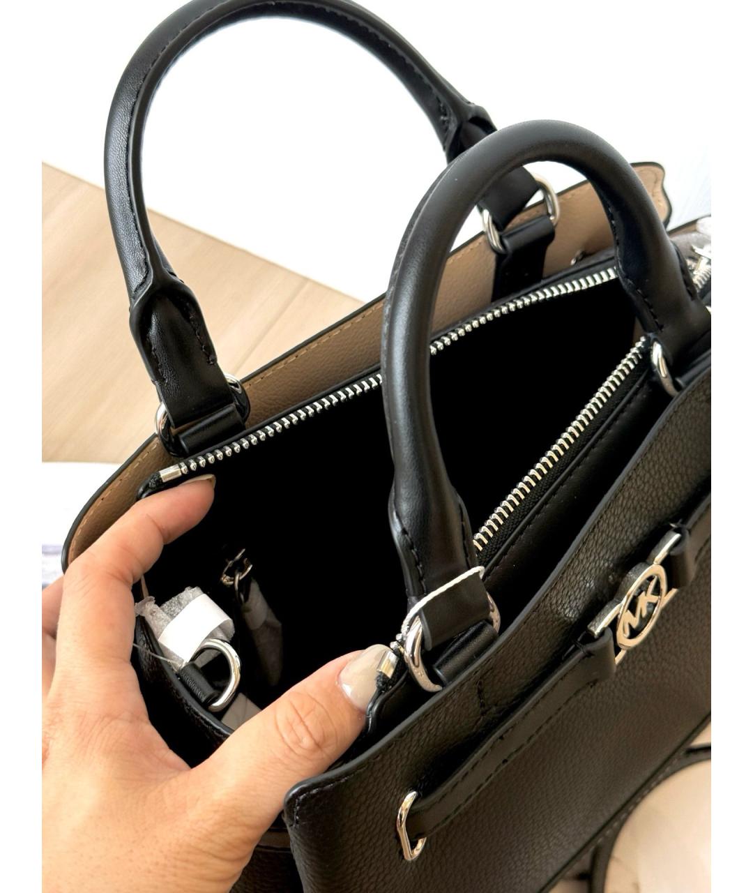 MICHAEL KORS Черная кожаная сумка с короткими ручками, фото 6