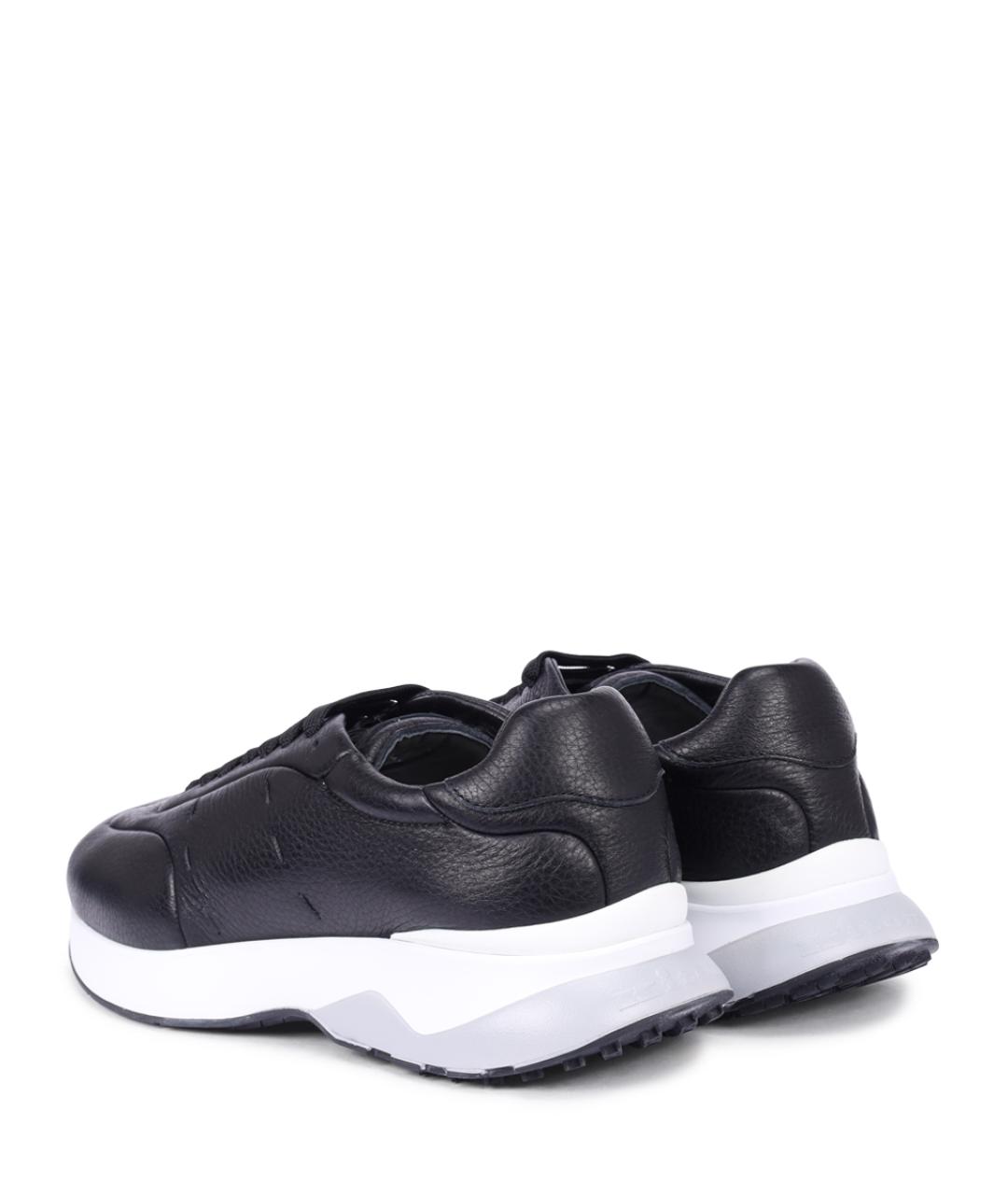 KITON Черные кожаные высокие кроссовки / кеды, фото 4