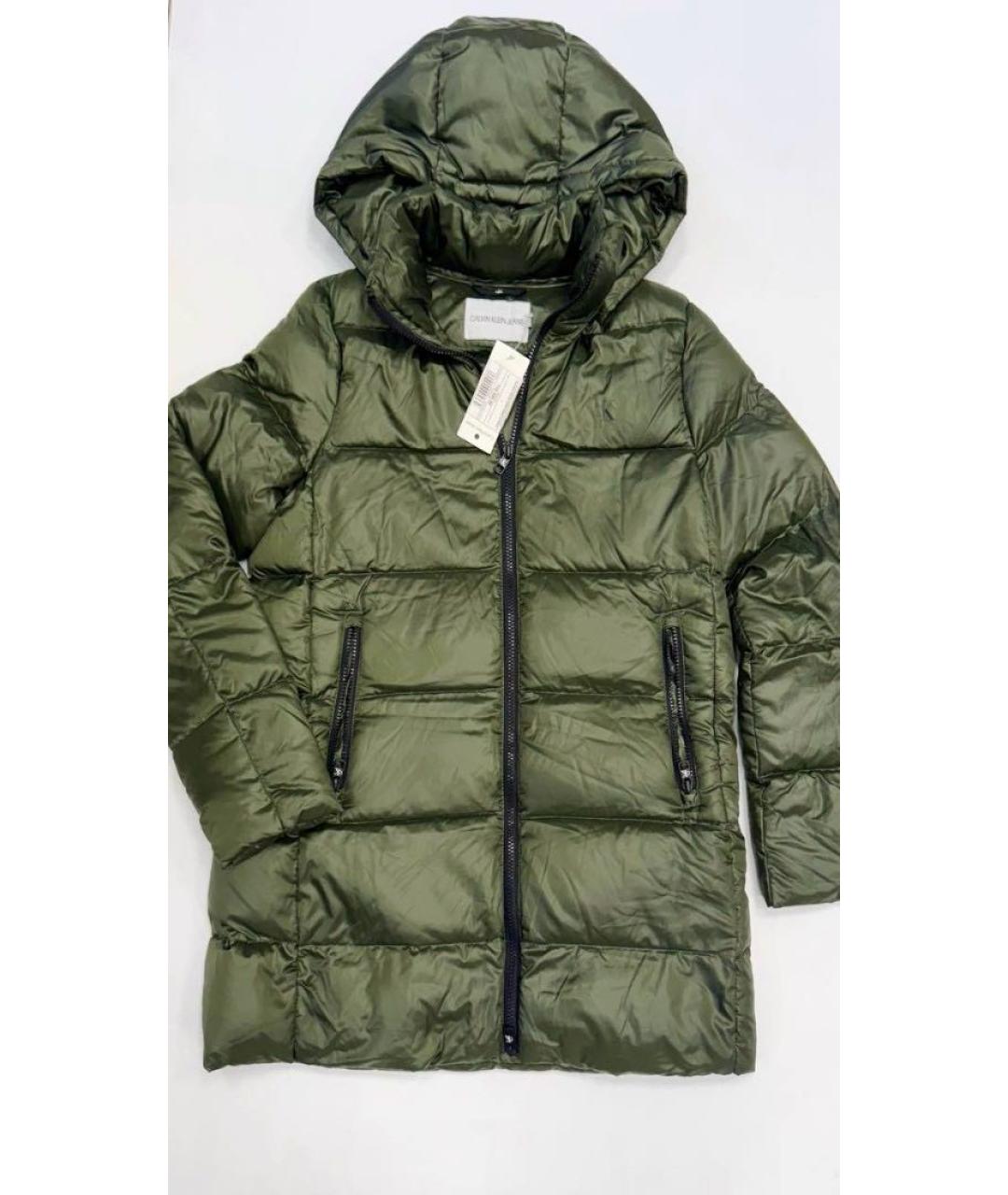 CALVIN KLEIN Зеленый полиэстеровый пуховик, фото 6
