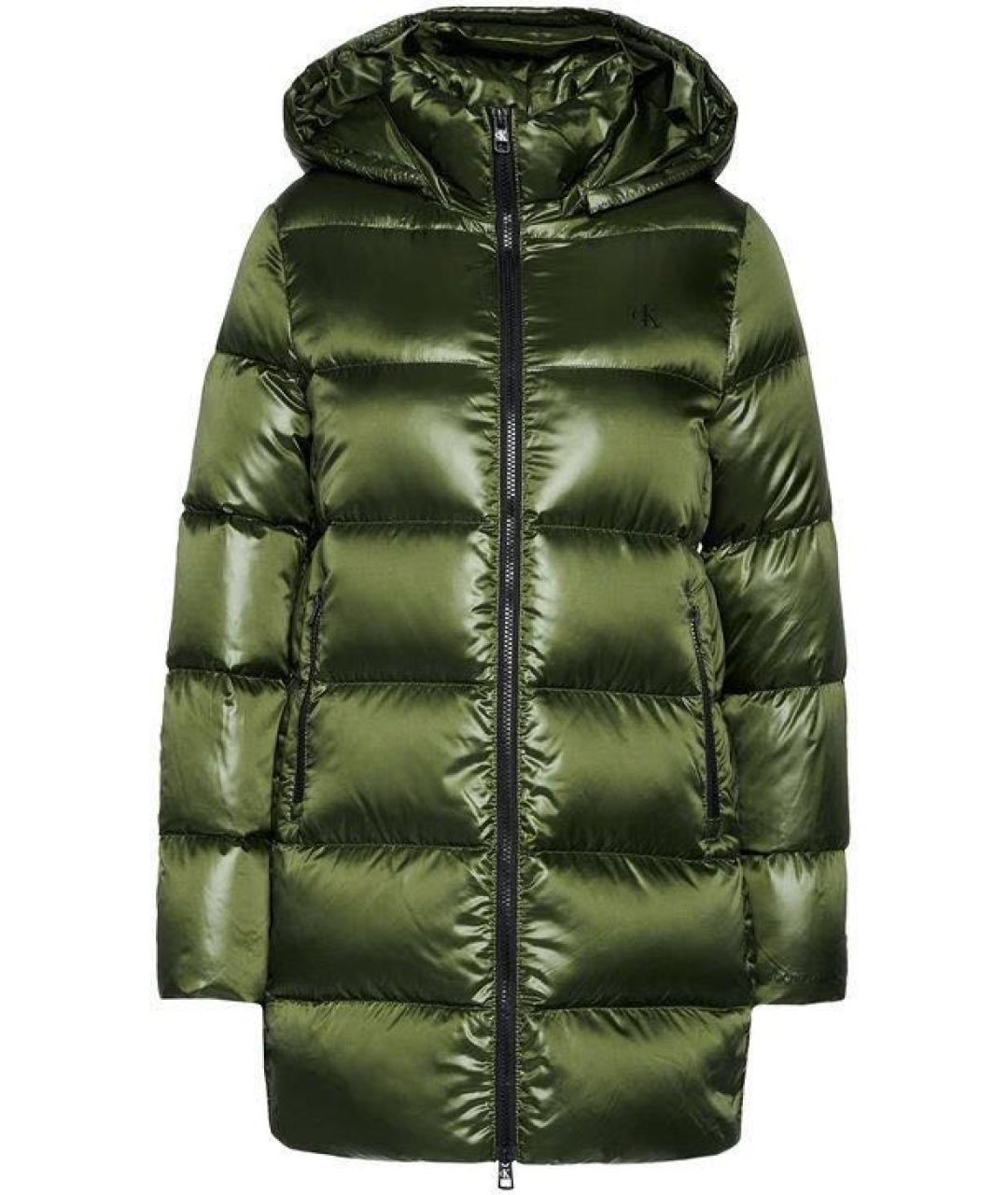 CALVIN KLEIN Зеленый полиэстеровый пуховик, фото 1