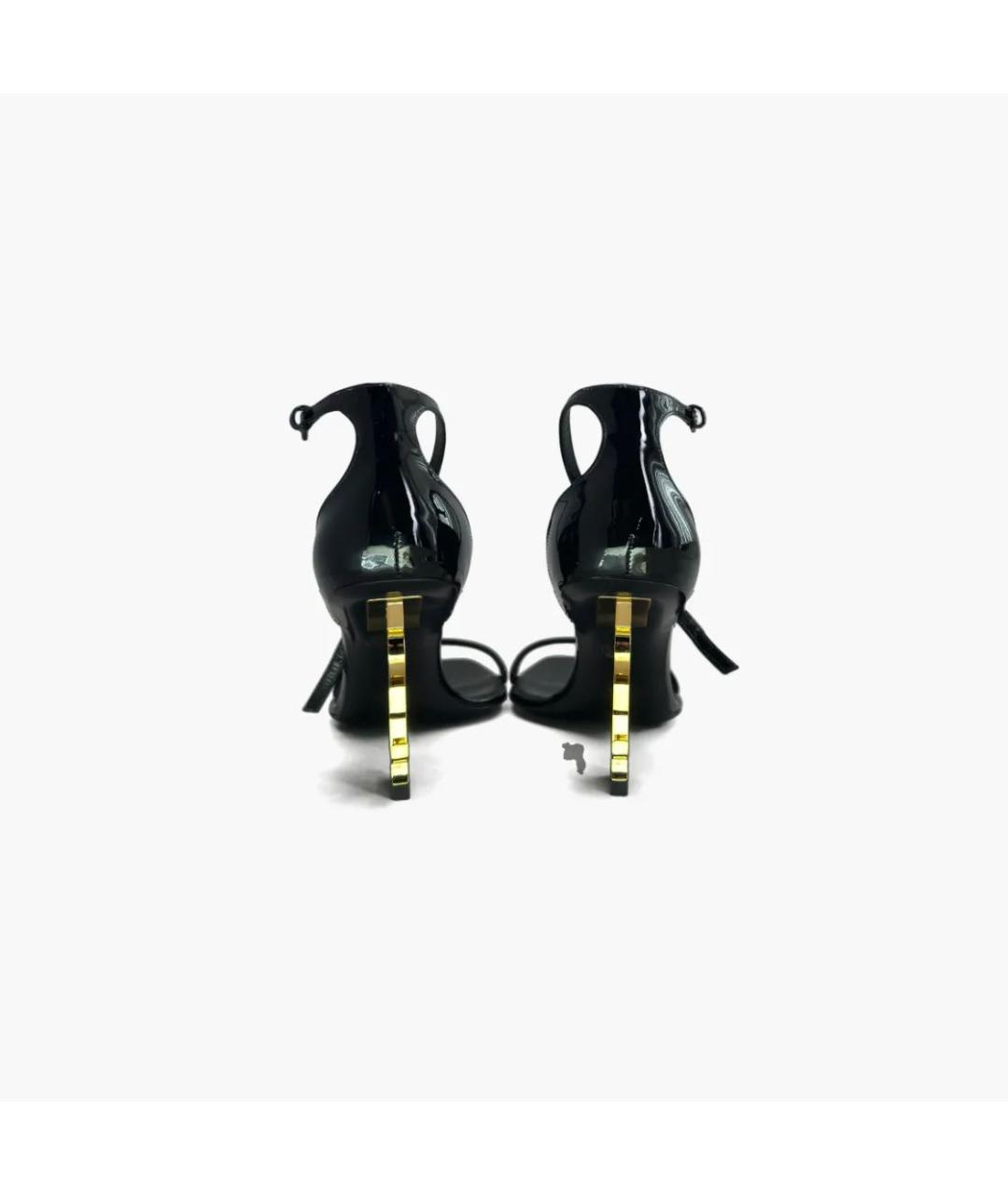 SAINT LAURENT Черные босоножки из лакированной кожи, фото 2