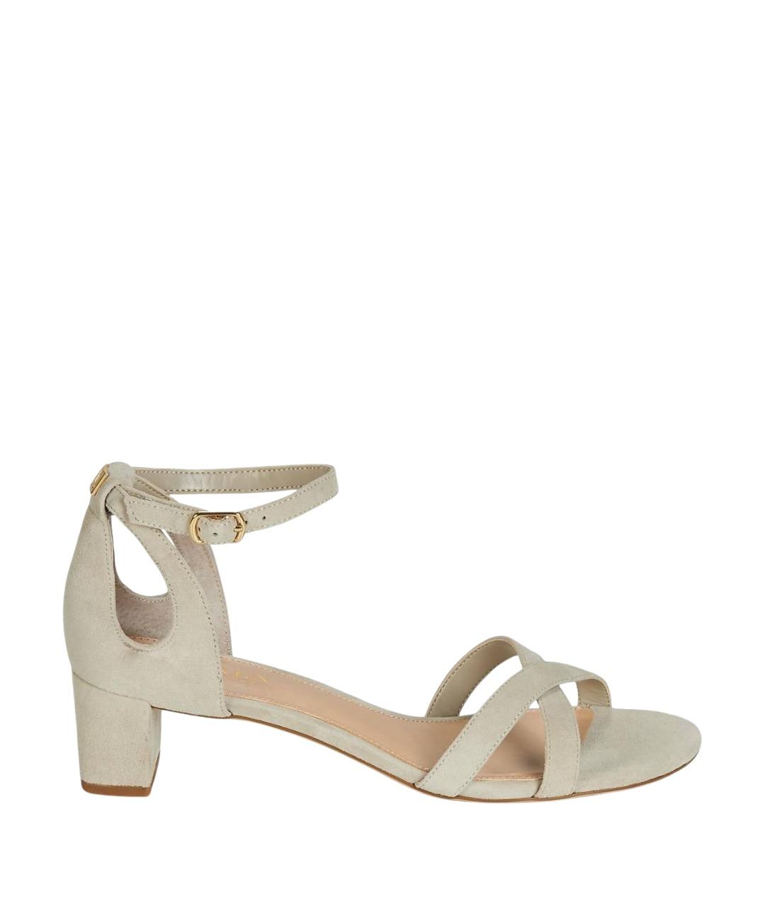 RALPH LAUREN Бежевые замшевые босоножки, фото 1