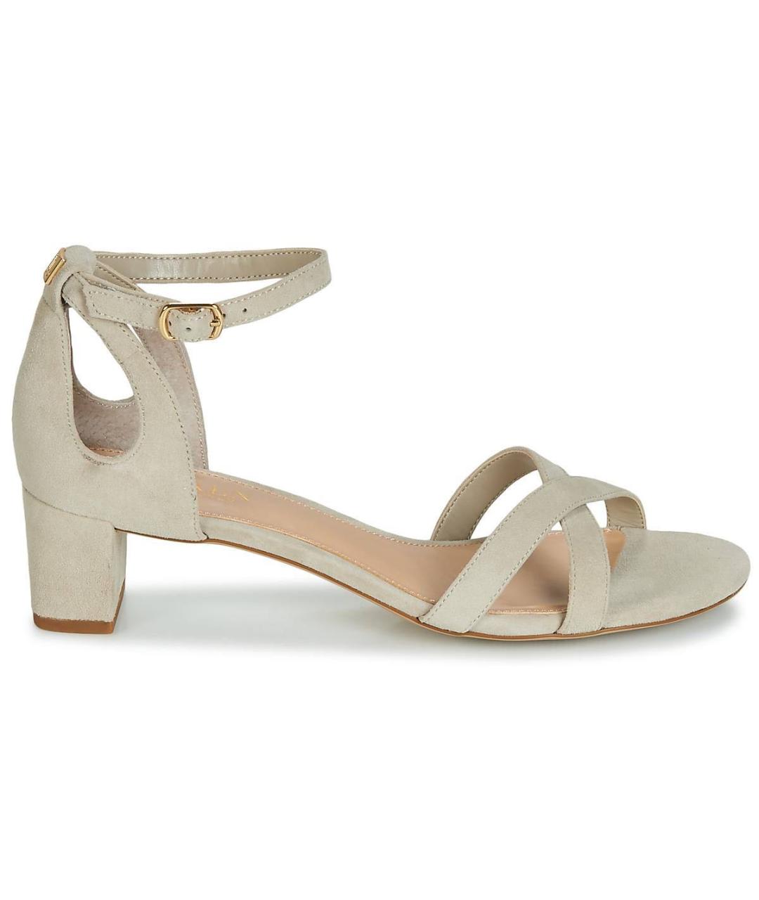 RALPH LAUREN Бежевые замшевые босоножки, фото 6