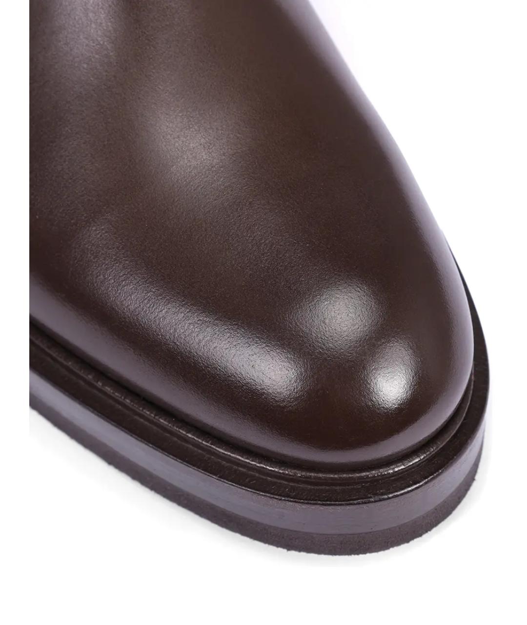 KITON Коричневые кожаные сапоги, фото 5