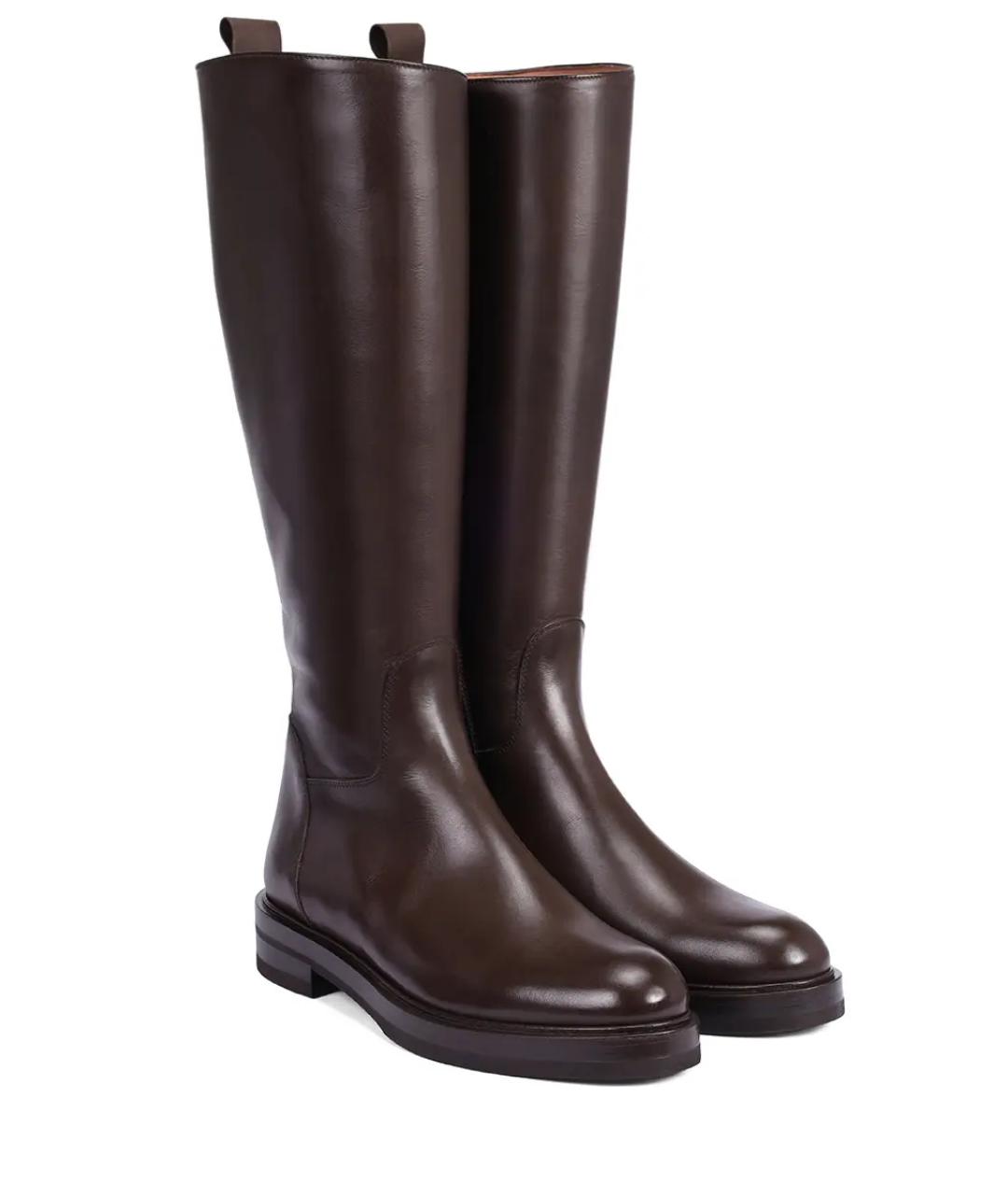 KITON Коричневые кожаные сапоги, фото 2