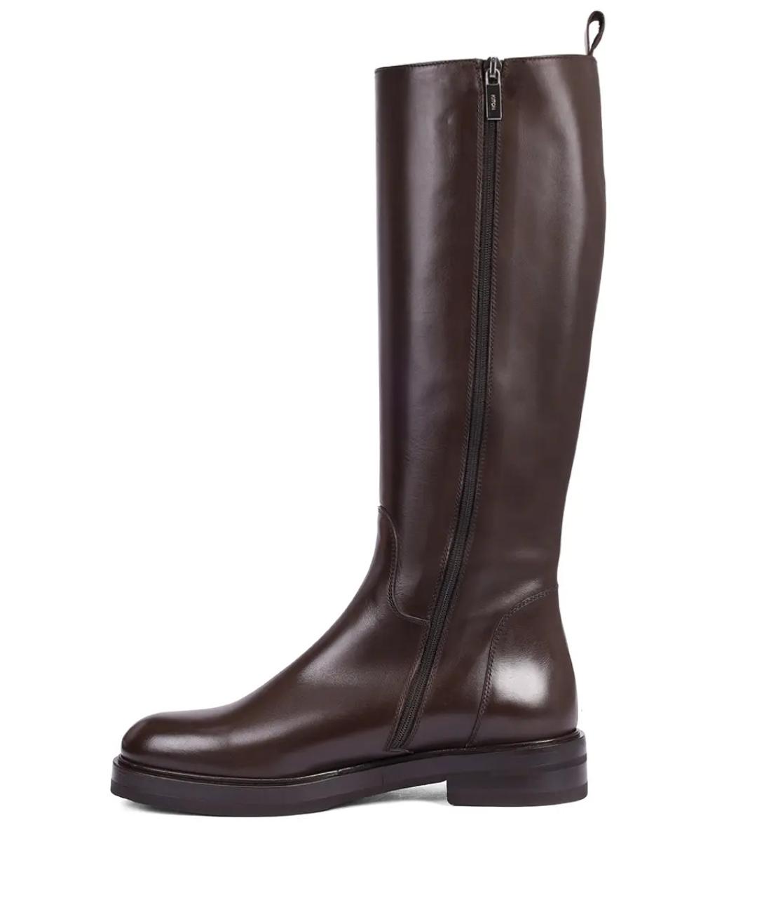 KITON Коричневые кожаные сапоги, фото 3