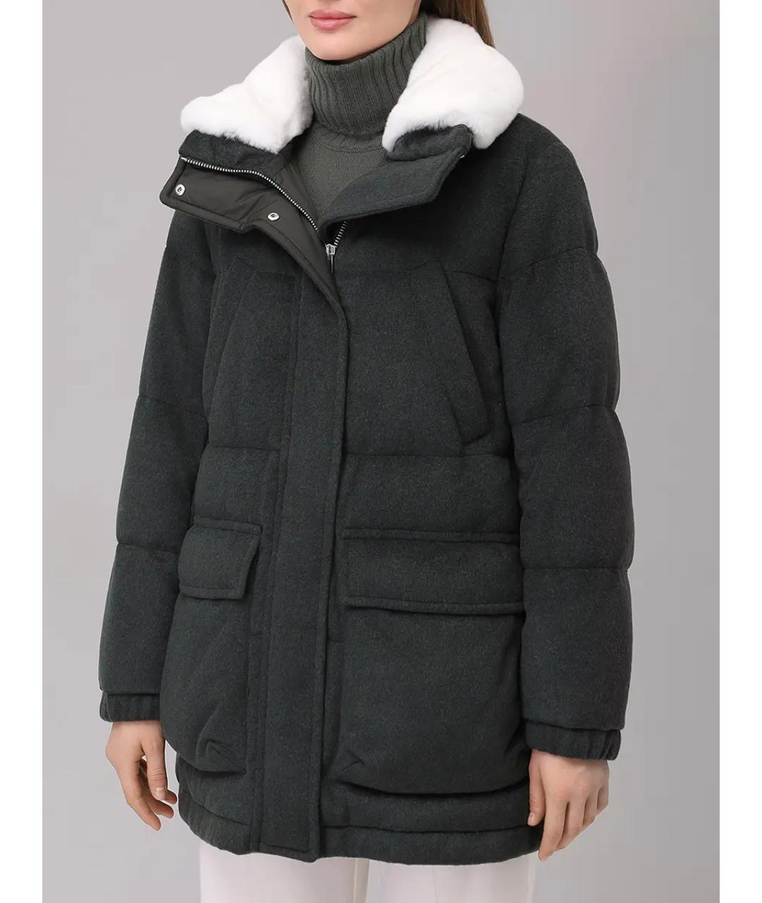 KITON Зеленый кашемировый пуховик, фото 4