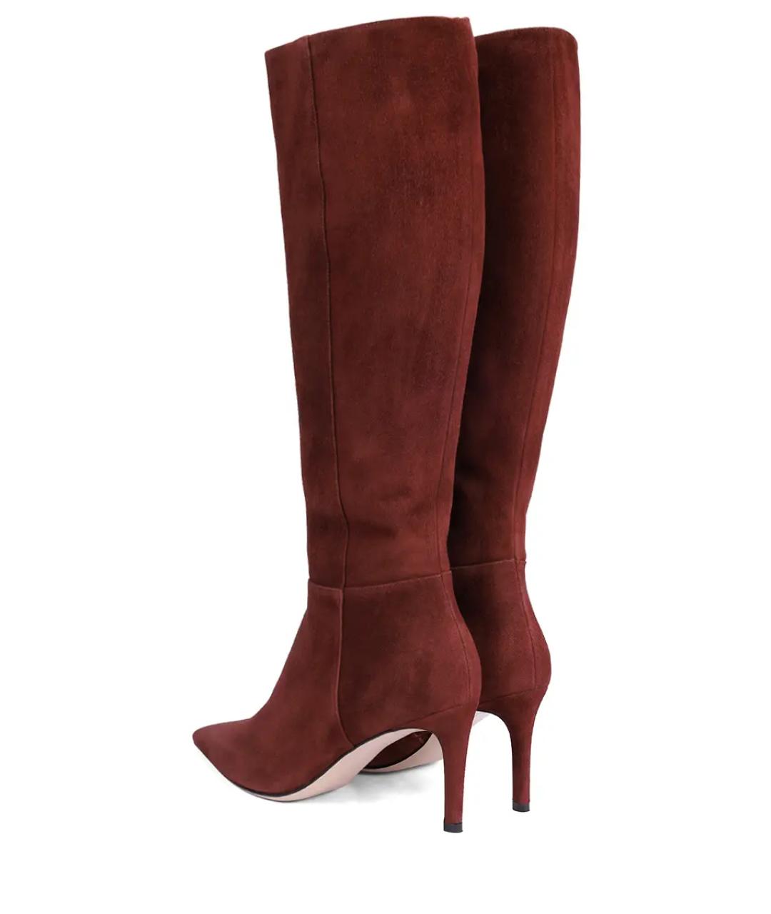 KITON Бордовые замшевые сапоги, фото 4