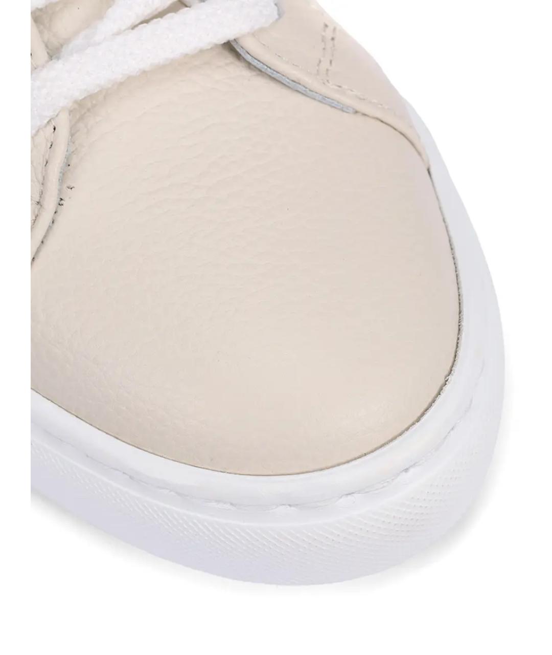 KITON Бежевые кожаные кеды, фото 5