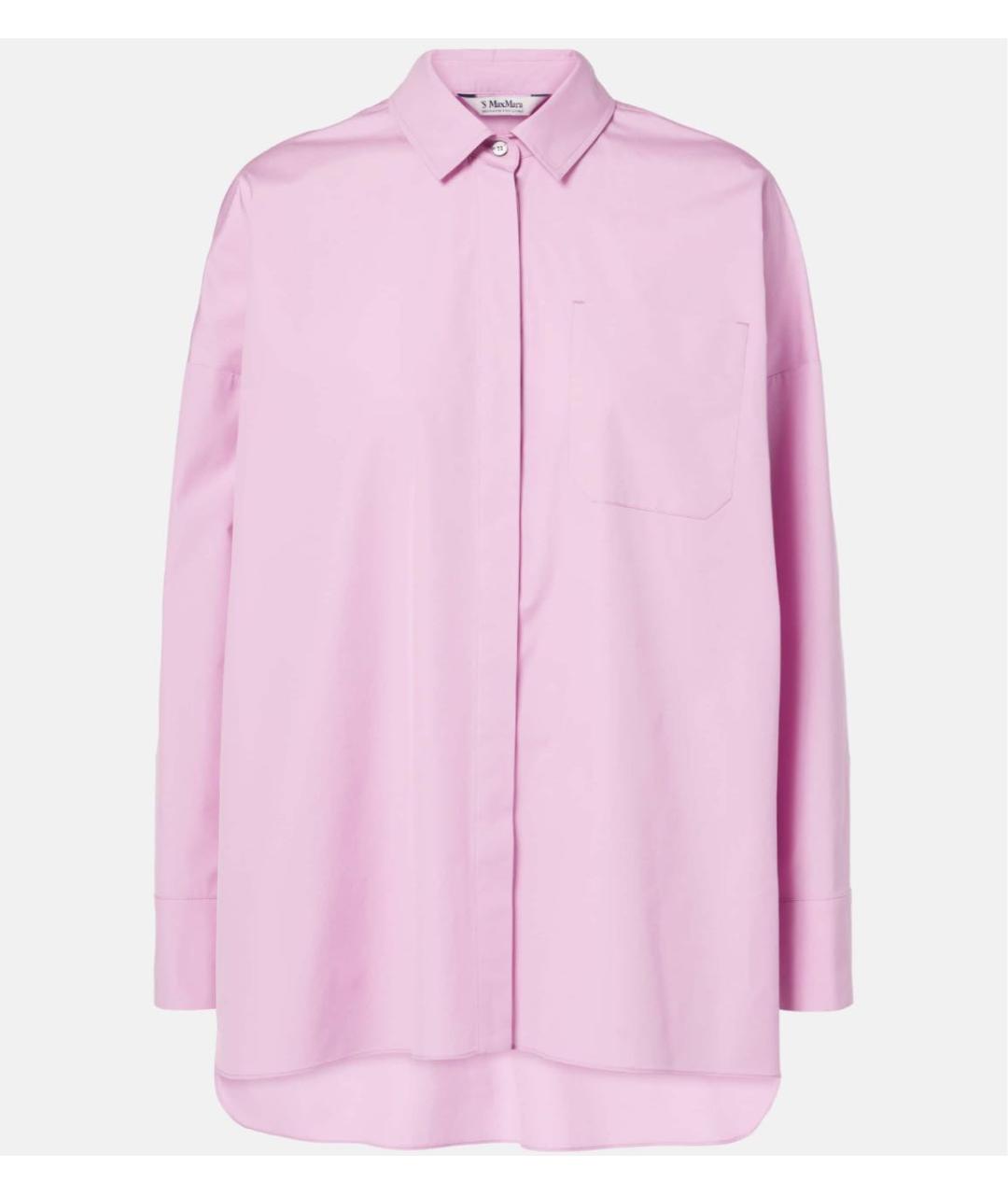 'S MAX MARA Розовая хлопковая рубашка, фото 4