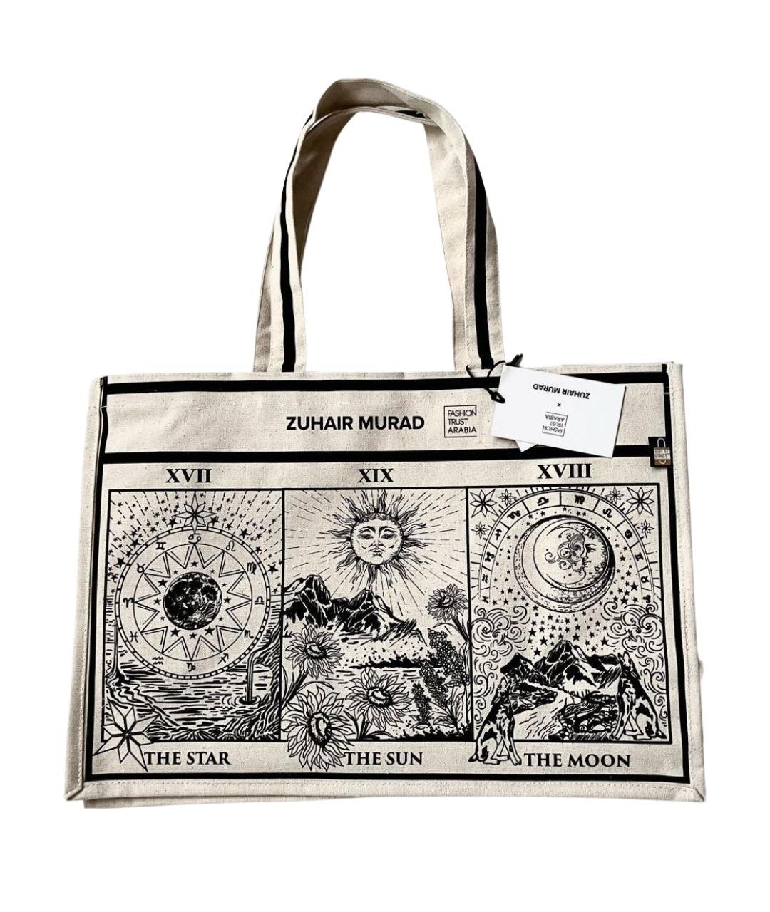 ZUHAIR MURAD Бежевая хлопковая сумка с короткими ручками, фото 1