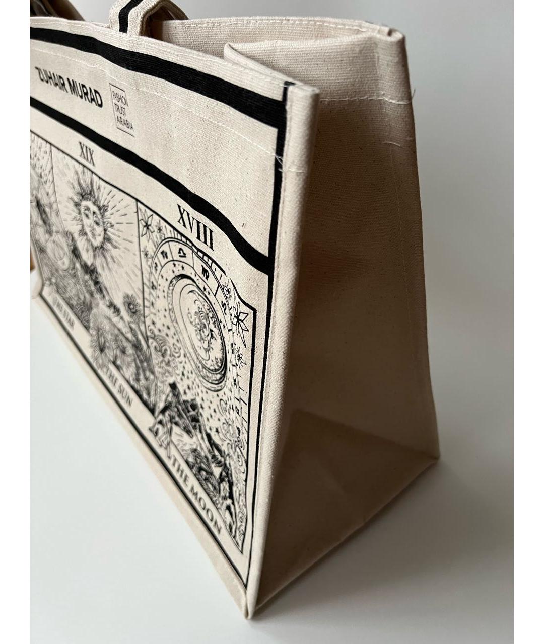 ZUHAIR MURAD Бежевая хлопковая сумка с короткими ручками, фото 2