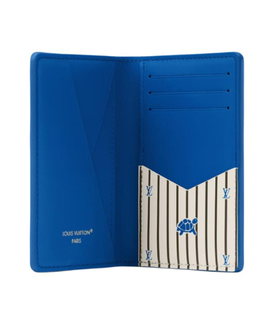 LOUIS VUITTON Синий кожаный кошелек, фото 4
