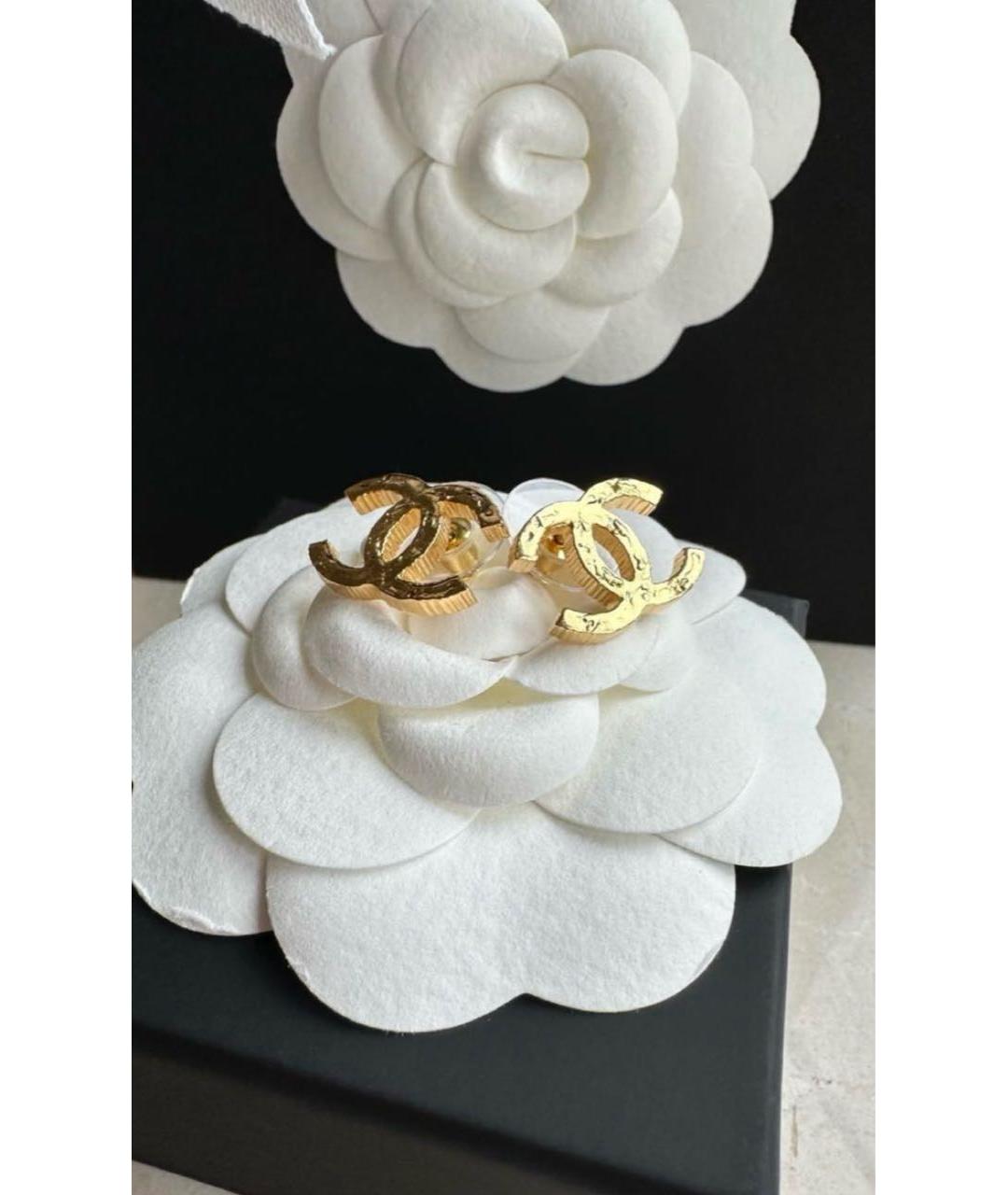CHANEL Золотые латунные серьги, фото 2