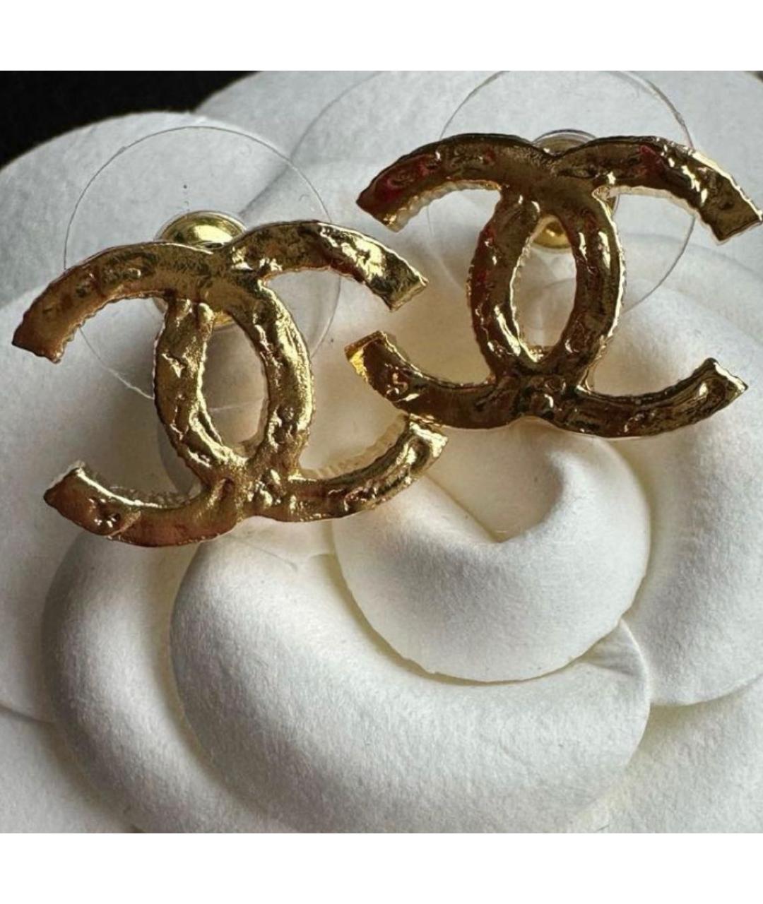 CHANEL Золотые латунные серьги, фото 6