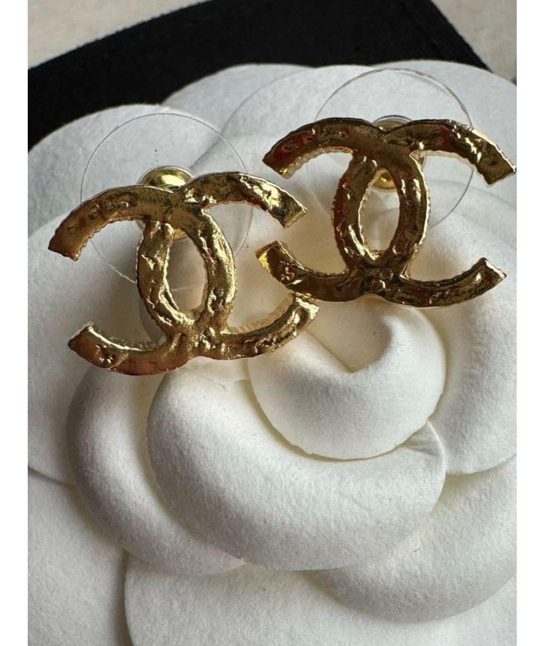 CHANEL Золотые латунные серьги, фото 5