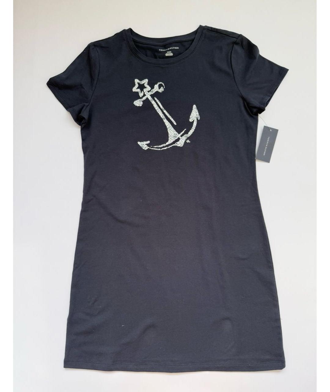 TOMMY HILFIGER Темно-синее хлопко-эластановое повседневное платье, фото 6