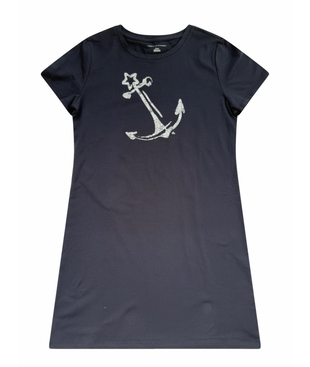 TOMMY HILFIGER Темно-синее хлопко-эластановое повседневное платье, фото 1