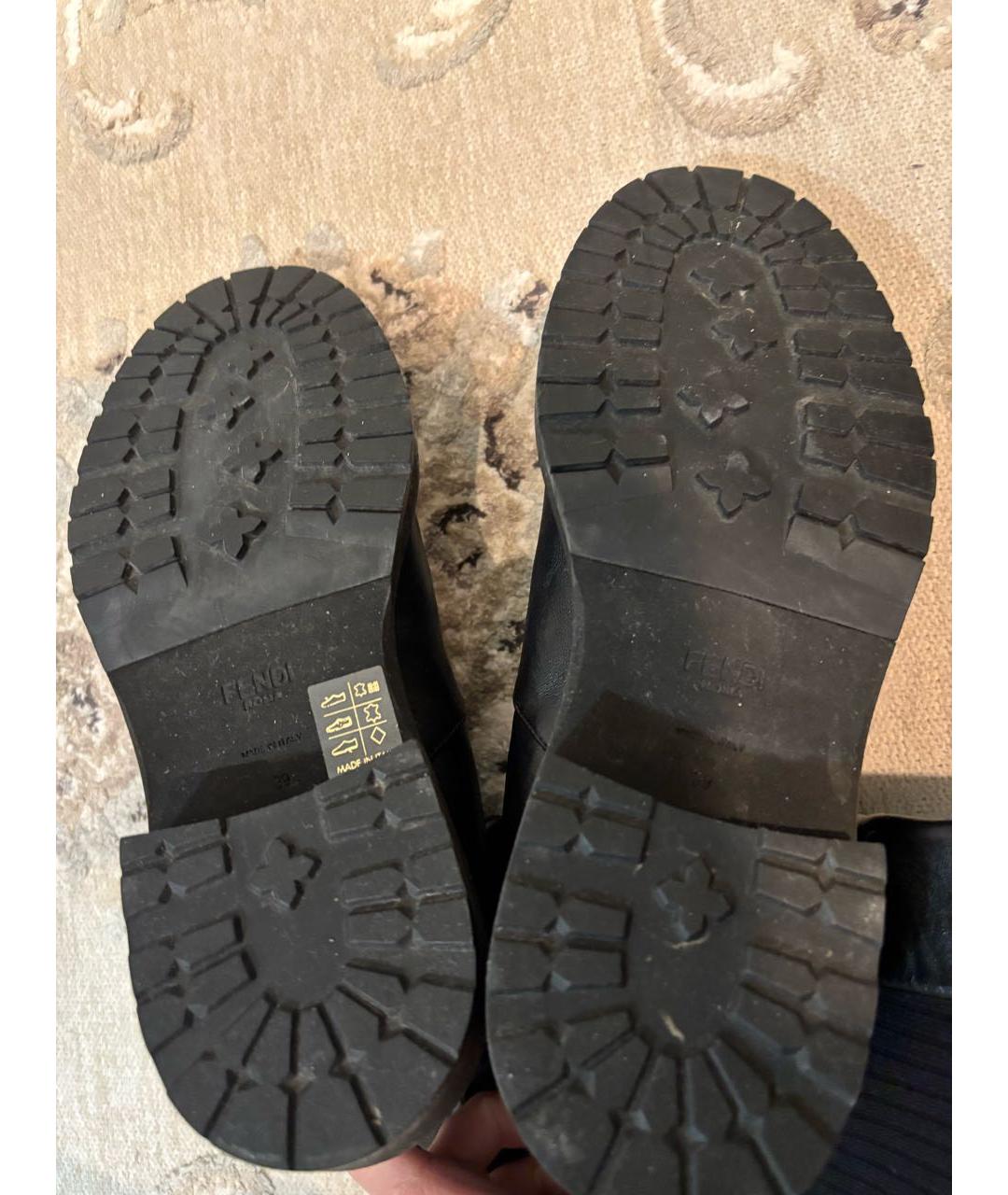 FENDI Черные кожаные ботфорты, фото 7