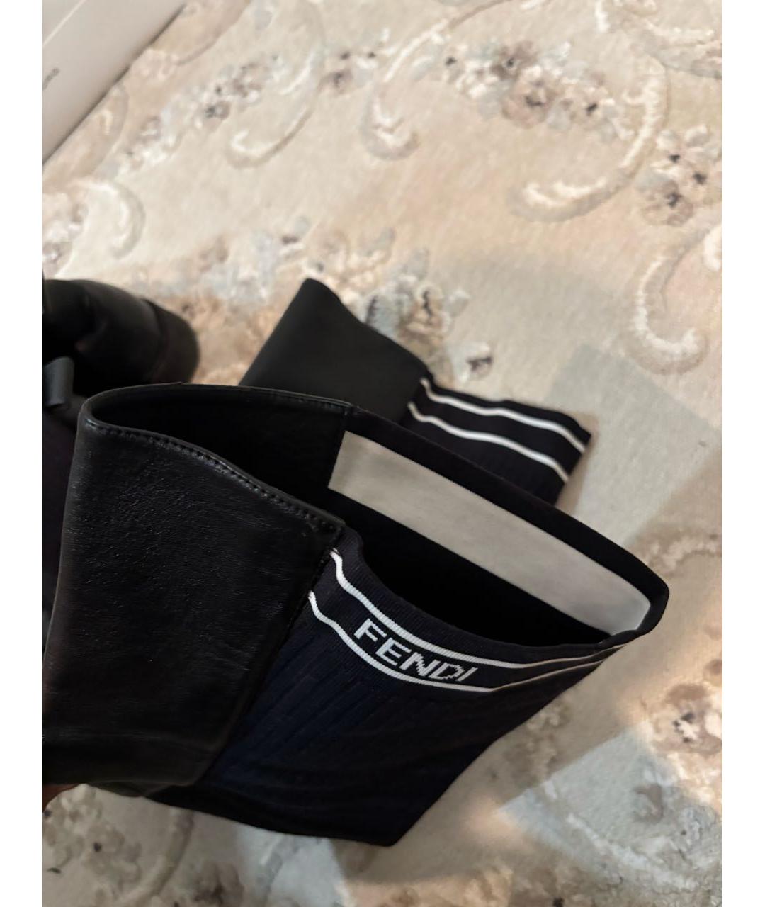 FENDI Черные кожаные ботфорты, фото 5