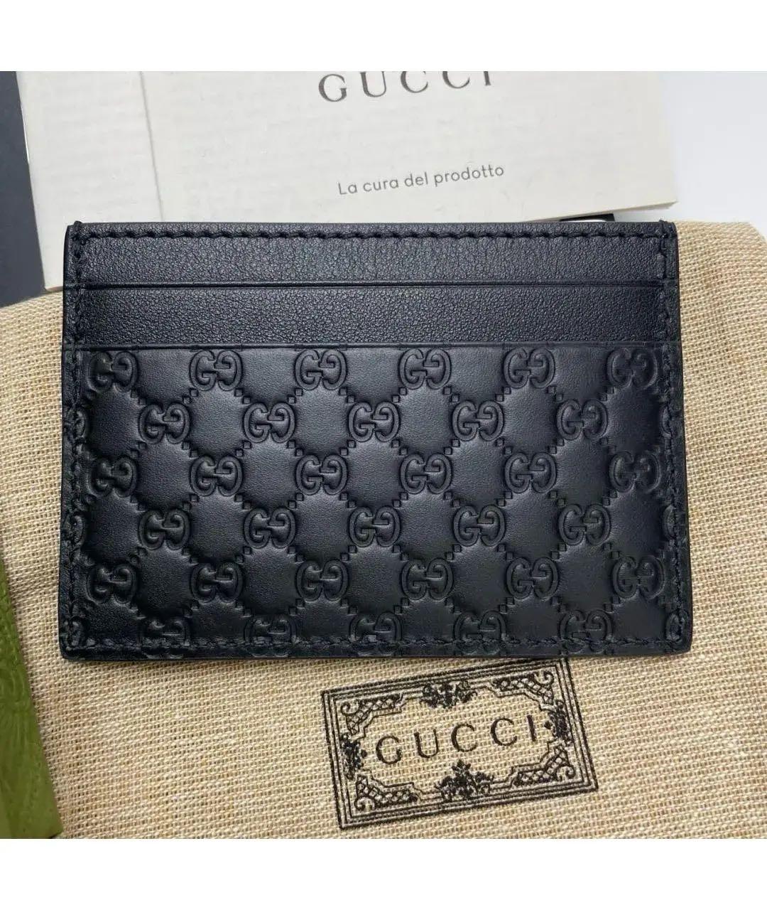 GUCCI Черный кожаный кардхолдер, фото 3