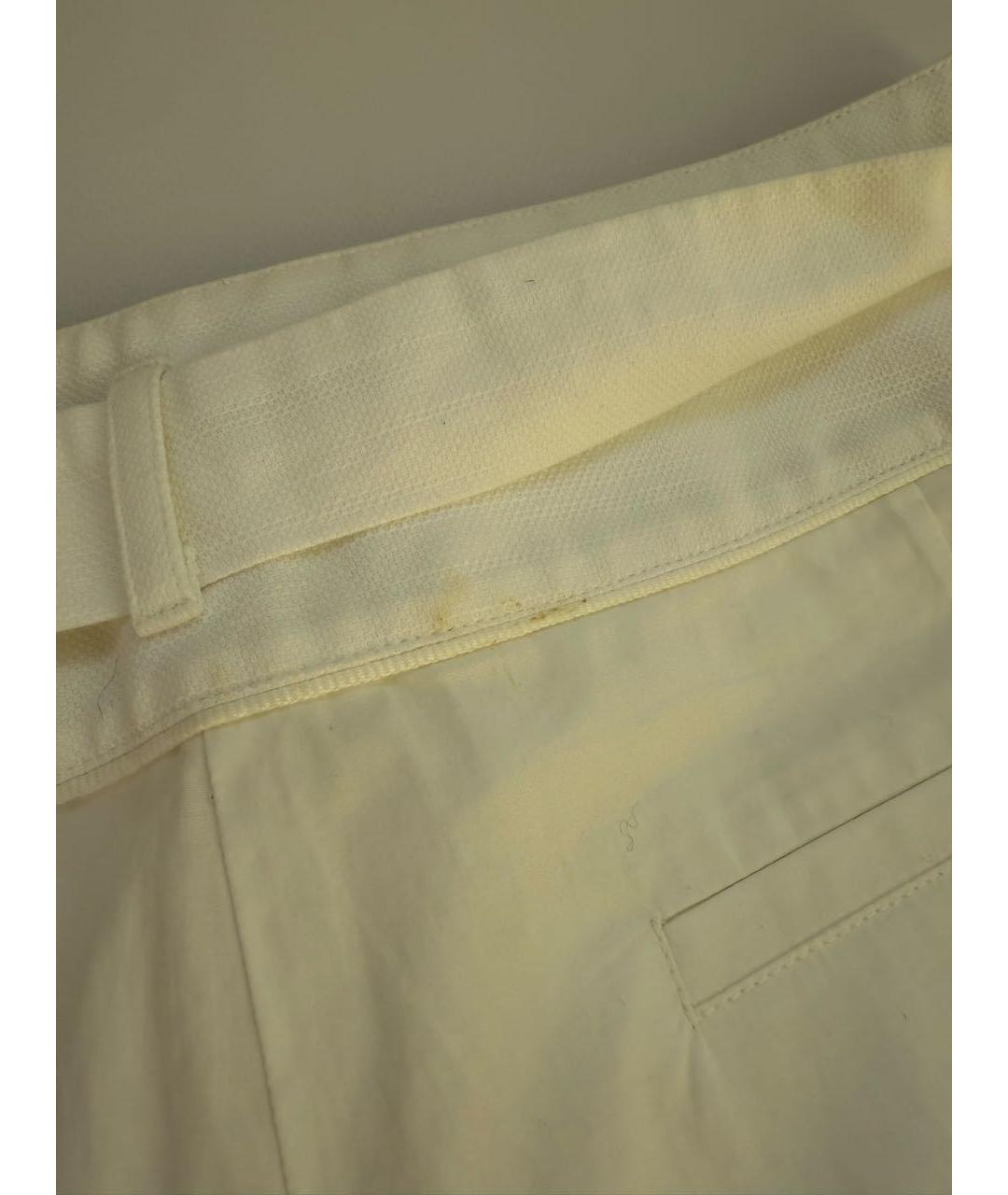 'S MAX MARA Белые хлопко-эластановые прямые брюки, фото 5