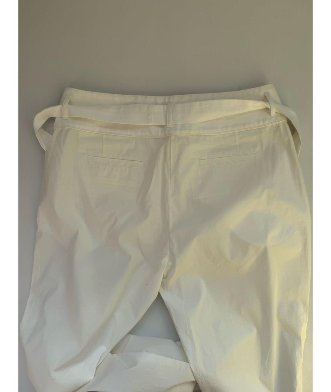 'S MAX MARA Белые хлопко-эластановые прямые брюки, фото 2